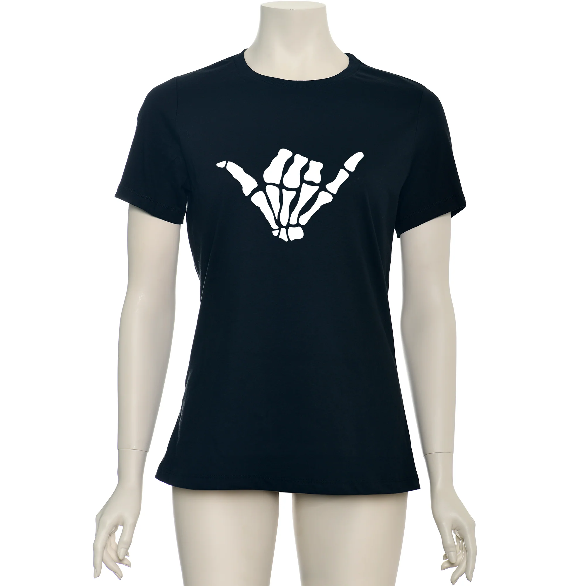 Glow in the Dark Shaka Skelelton Hand Tee Shirt - Image 3