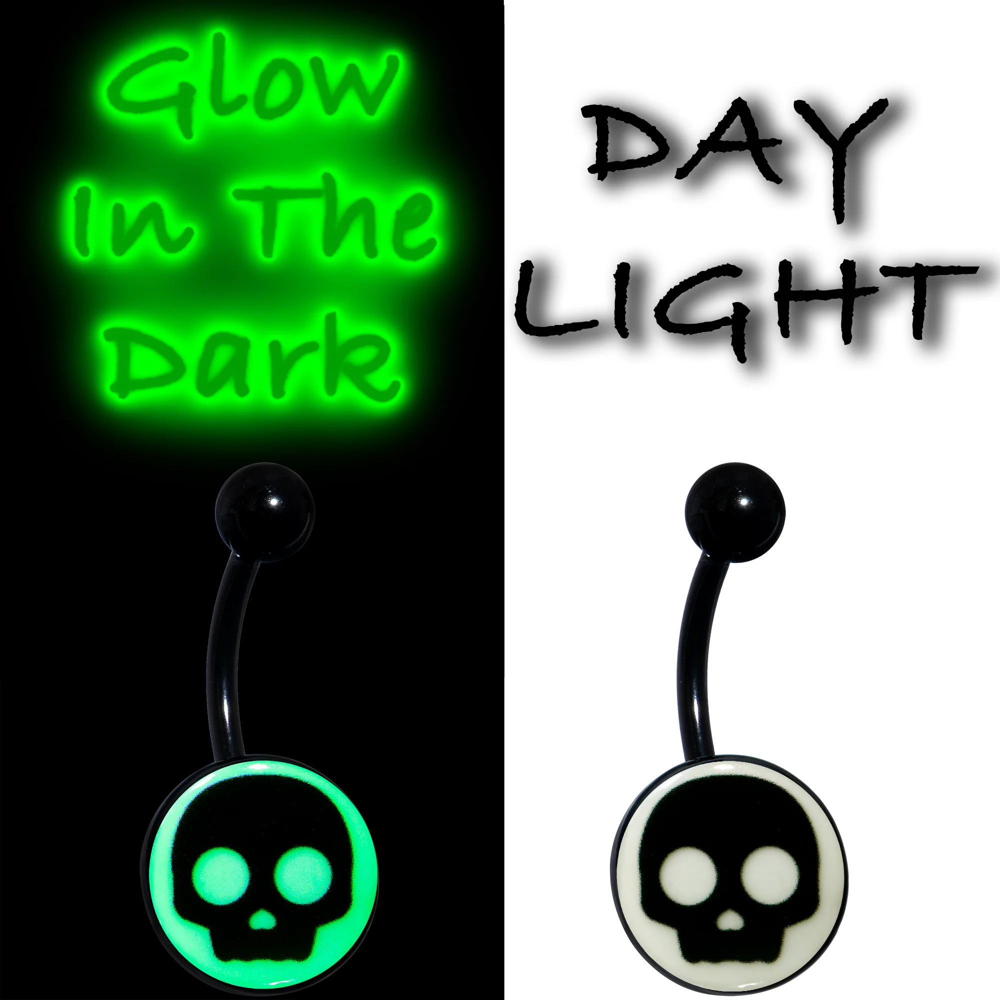 Glow in the Dark Simple Skull Belly Ring by Onyx O - Image 2