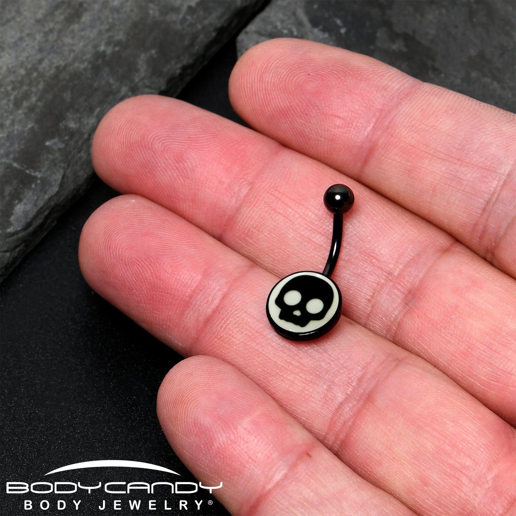 Glow in the Dark Simple Skull Belly Ring by Onyx O - Image 3