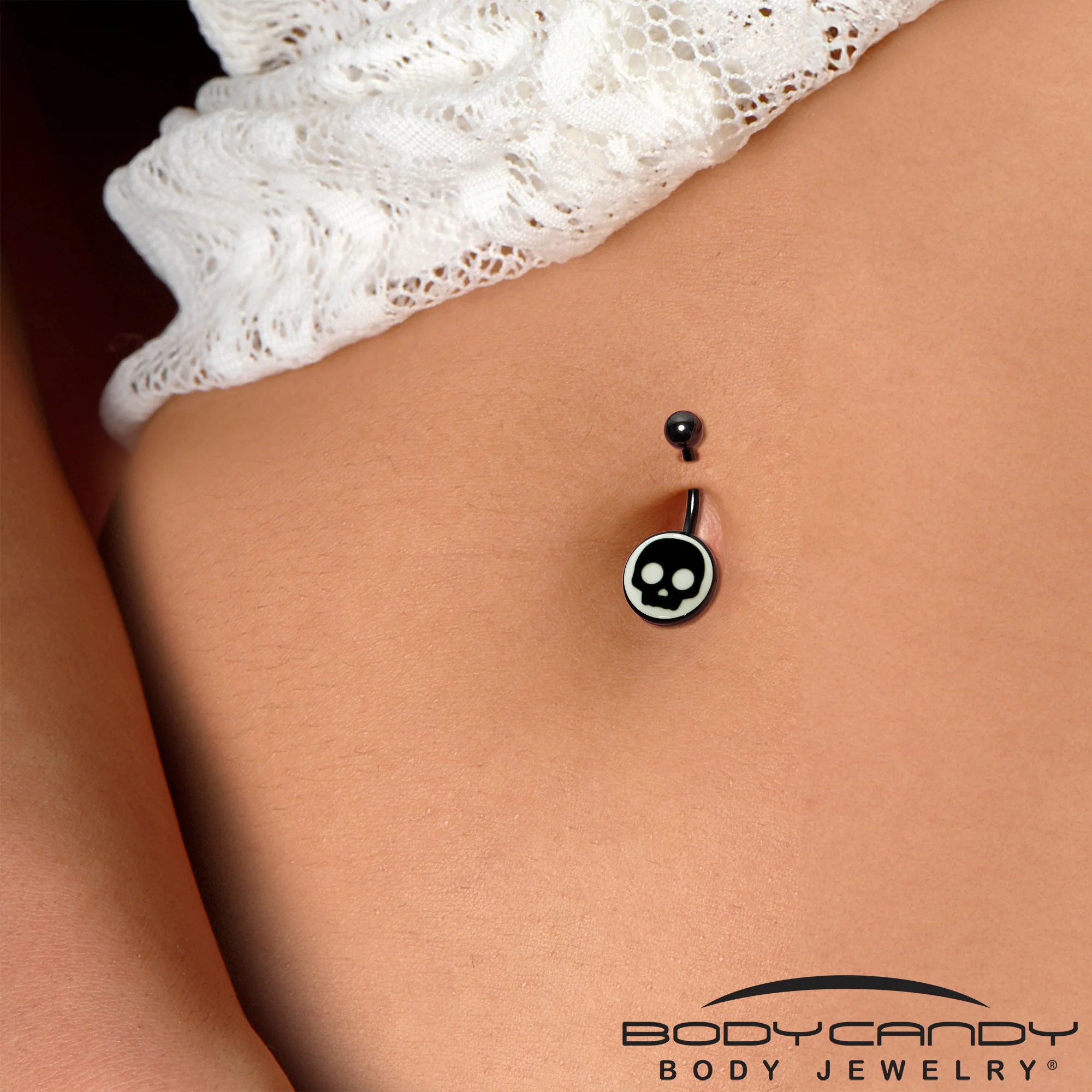 Glow in the Dark Simple Skull Belly Ring by Onyx O - Image 4
