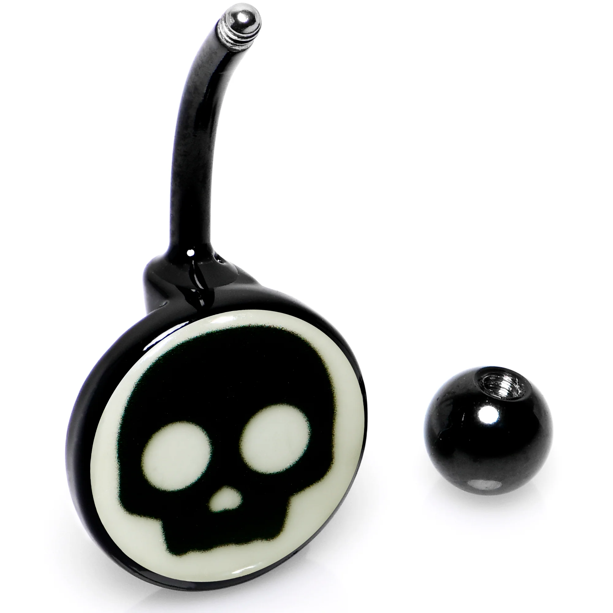 Glow in the Dark Simple Skull Belly Ring by Onyx O - Image 5