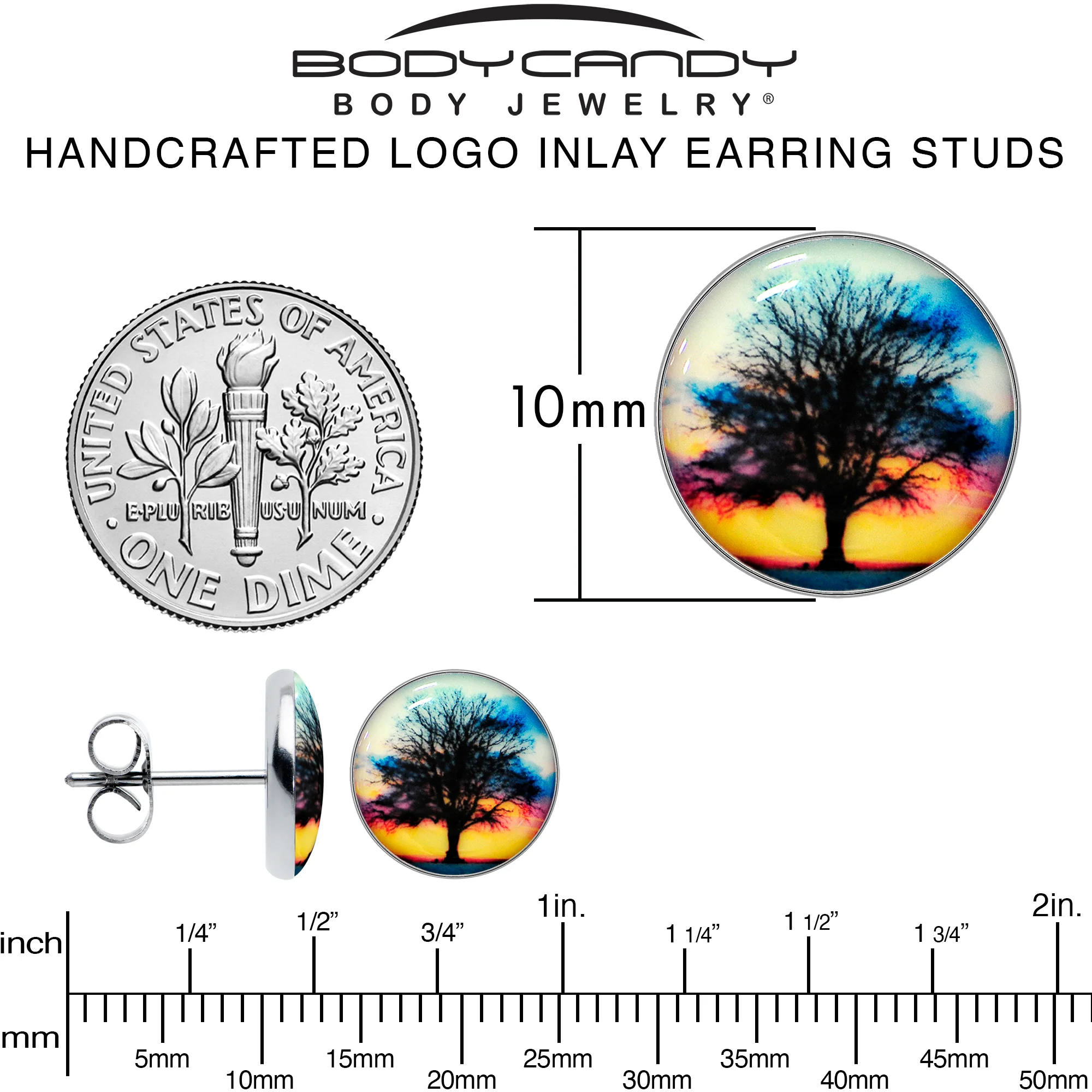 Glow in the Dark Sunset Tree Stud Earrings - Image 10