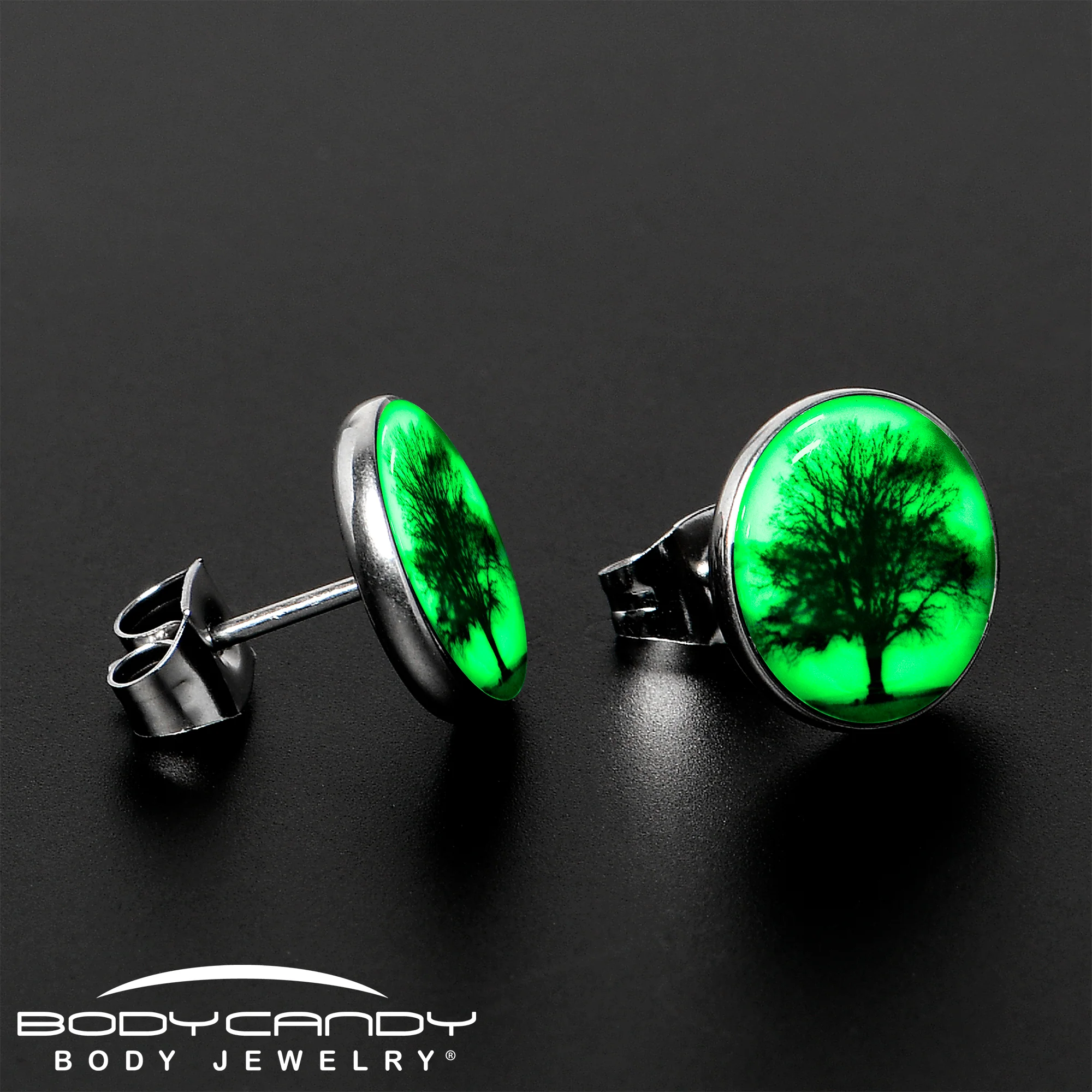 Glow in the Dark Sunset Tree Stud Earrings - Image 3