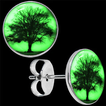 Glow in the Dark Sunset Tree Stud Earrings - Image 5
