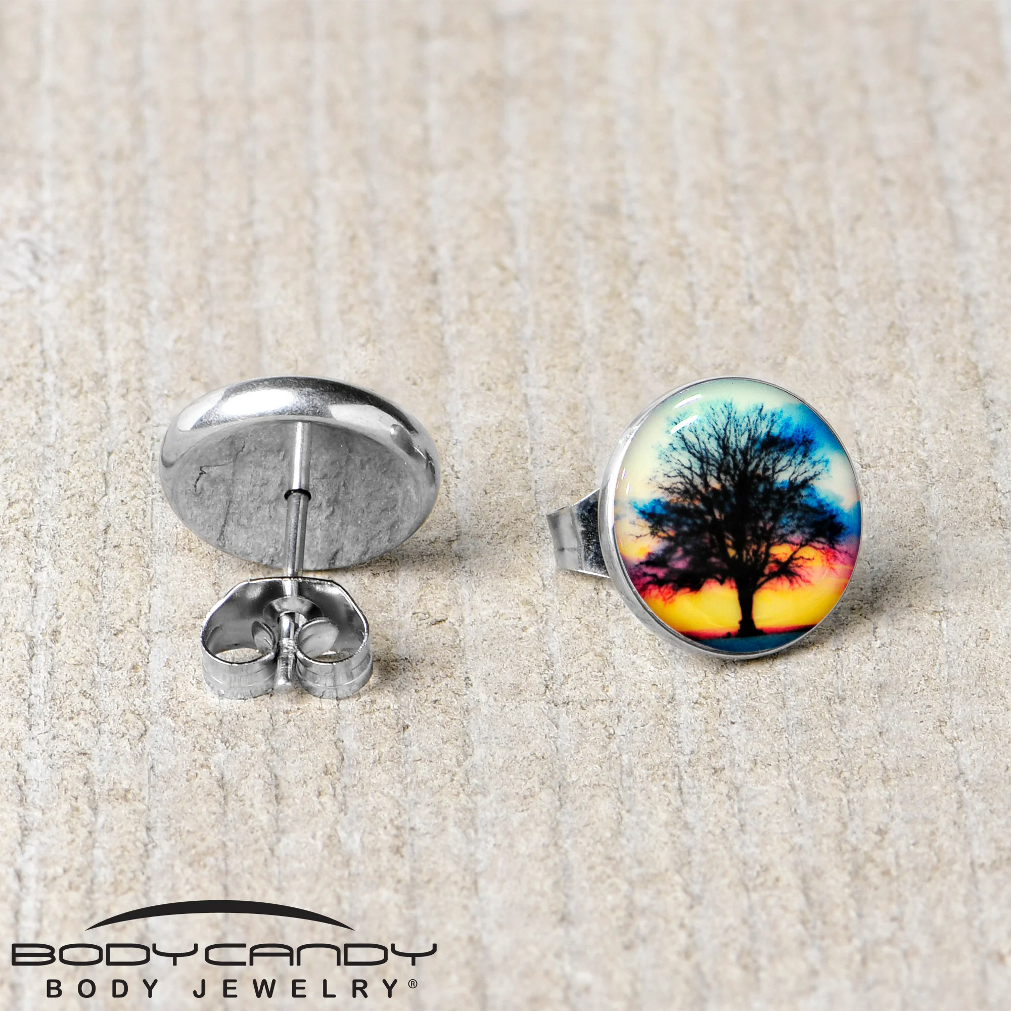 Glow in the Dark Sunset Tree Stud Earrings - Image 8