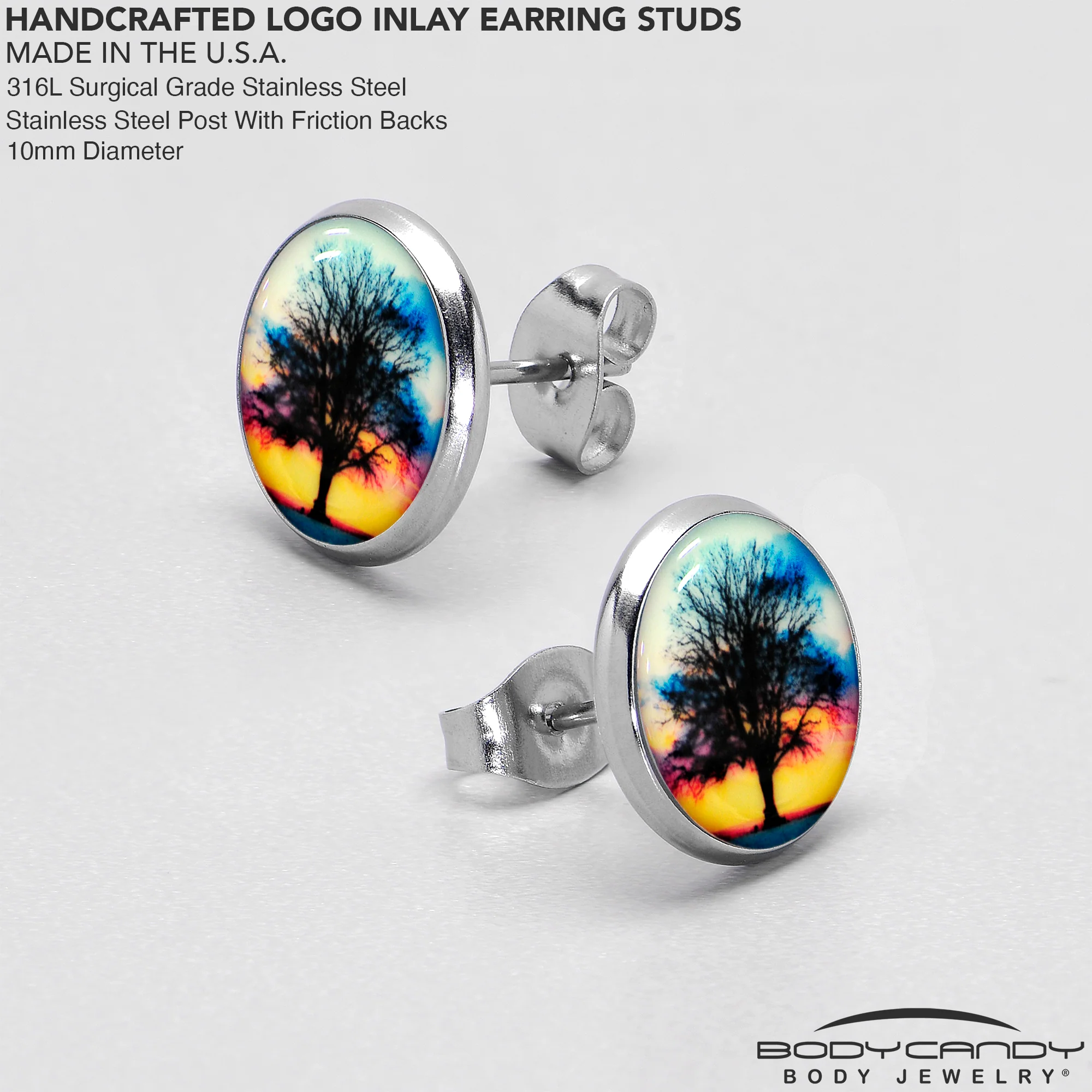 Glow in the Dark Sunset Tree Stud Earrings - Image 9