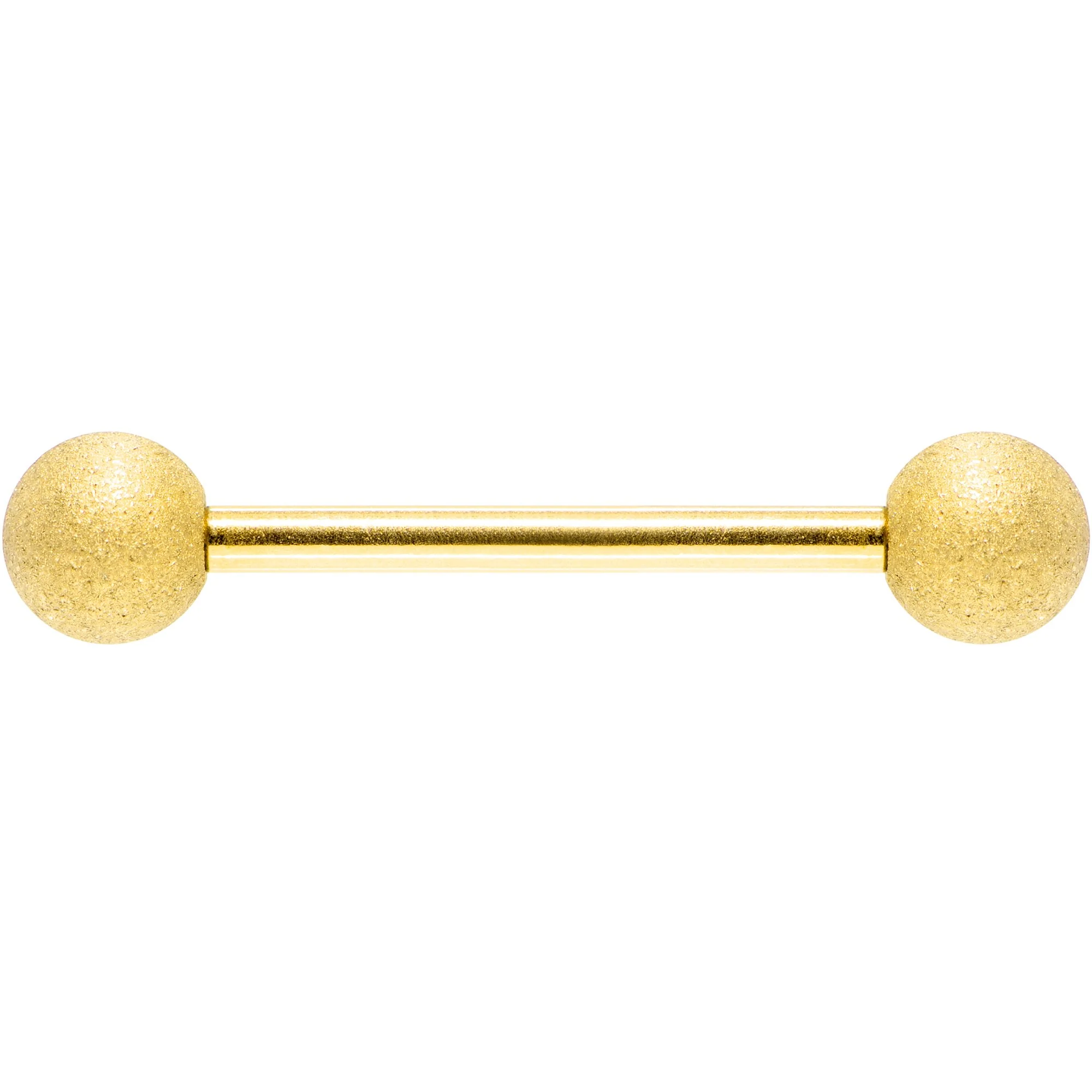 Gold Color PVD Sandblasted Barbell Tongue Ring - Image 2