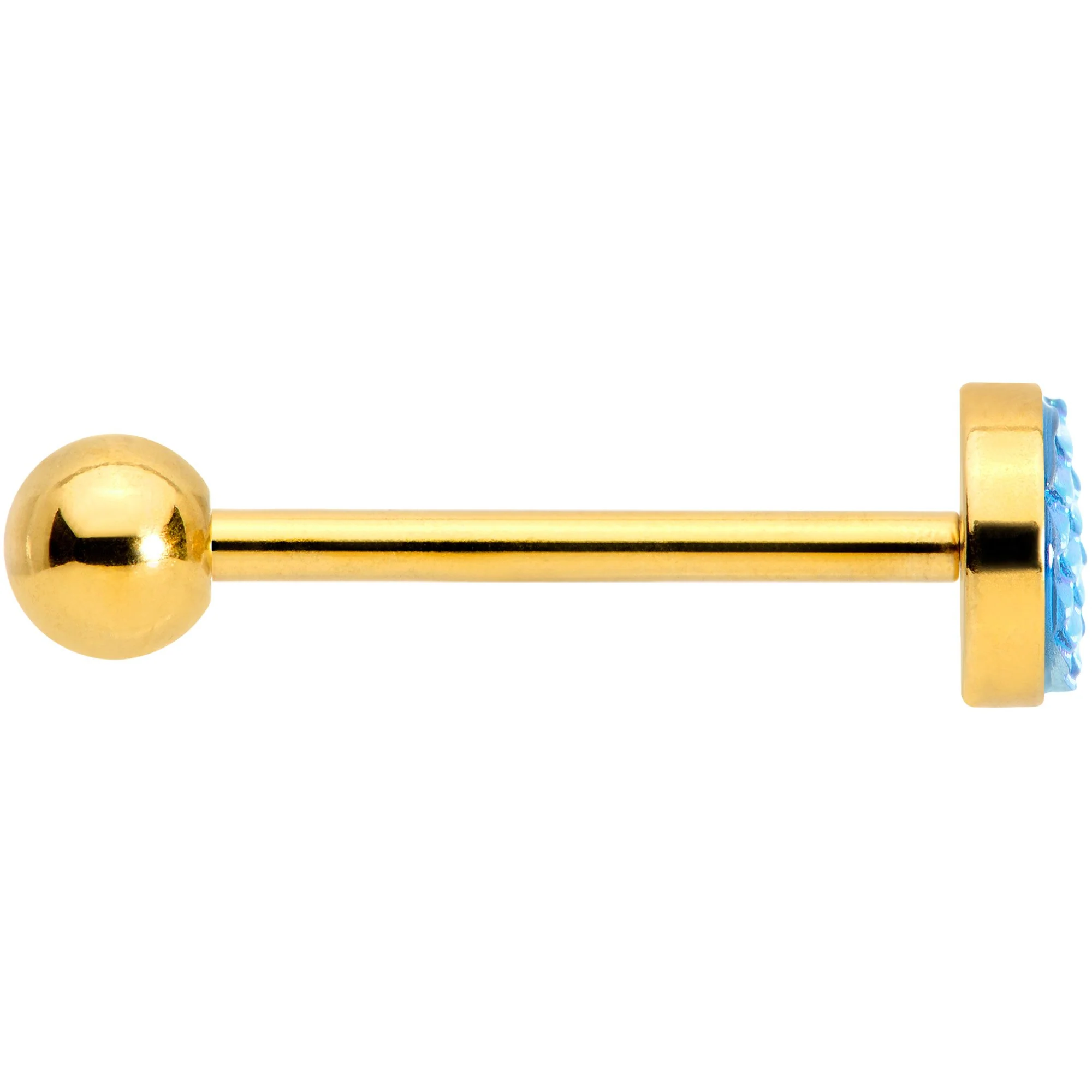 Gold PVD Aqua Mermaid Scale Barbell Tongue Ring - Image 2