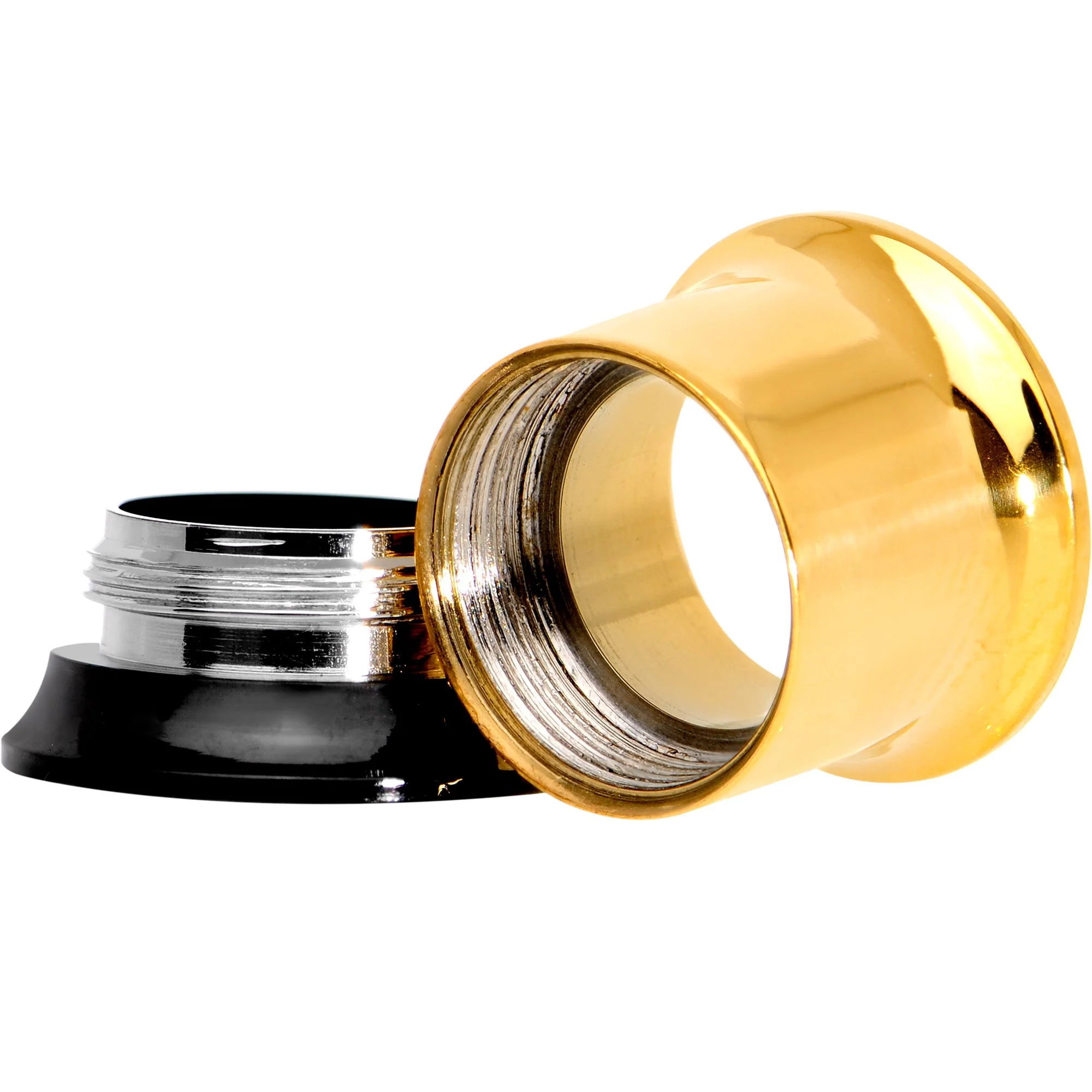 Gold PVD Black Two Tone Screw Fit Tunnel Plug Set 3mm to 16mm - Image 5