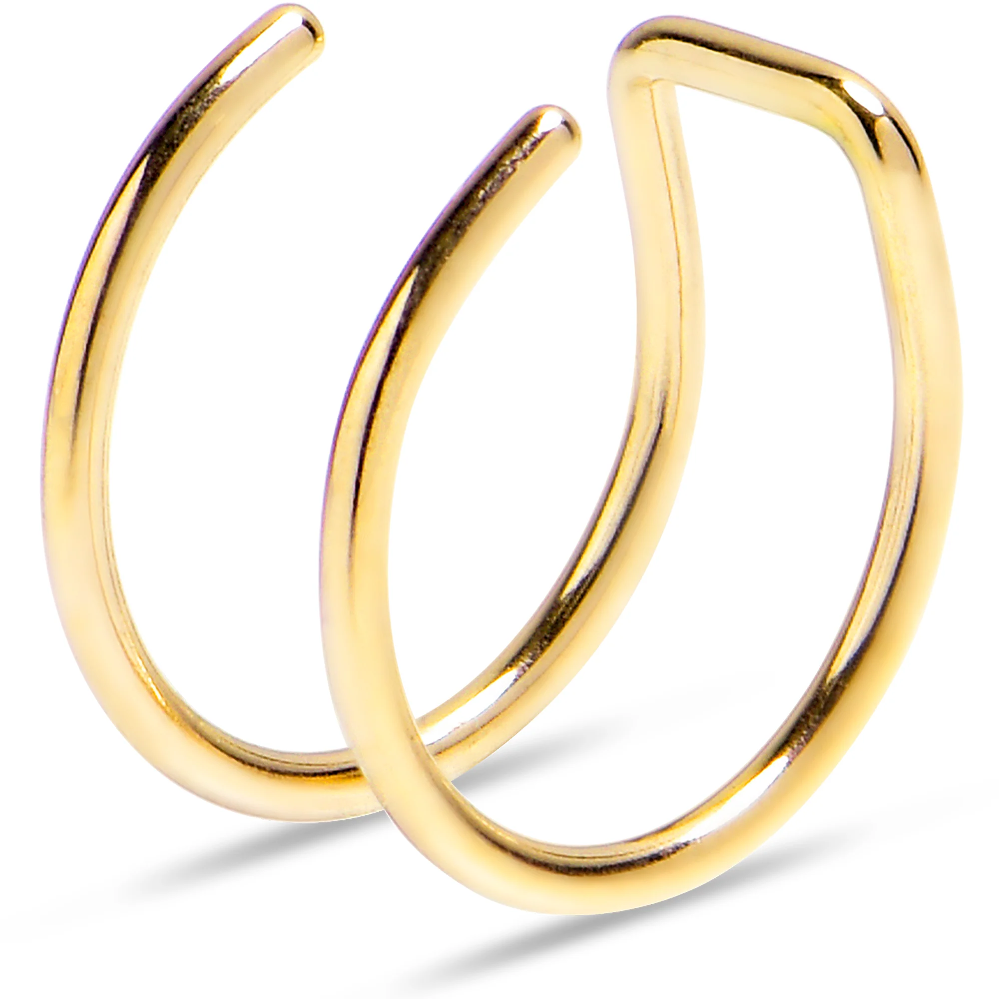 Gold Stainless Steel Clip on Double Hoop Fake Cartilage Earring Ear Cuff - Image 2