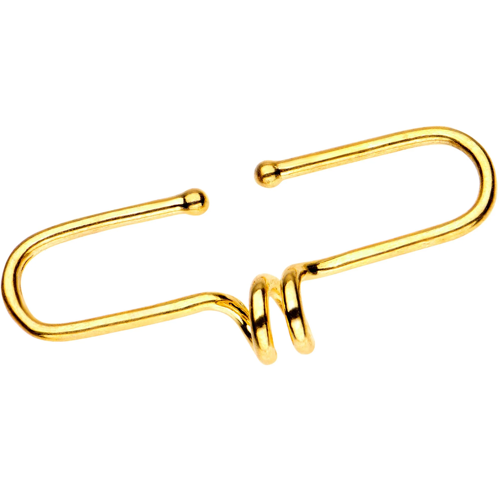 Gold Tone Anodized Spiral Illusion Non Pierced Industrial Barbell - Image 2