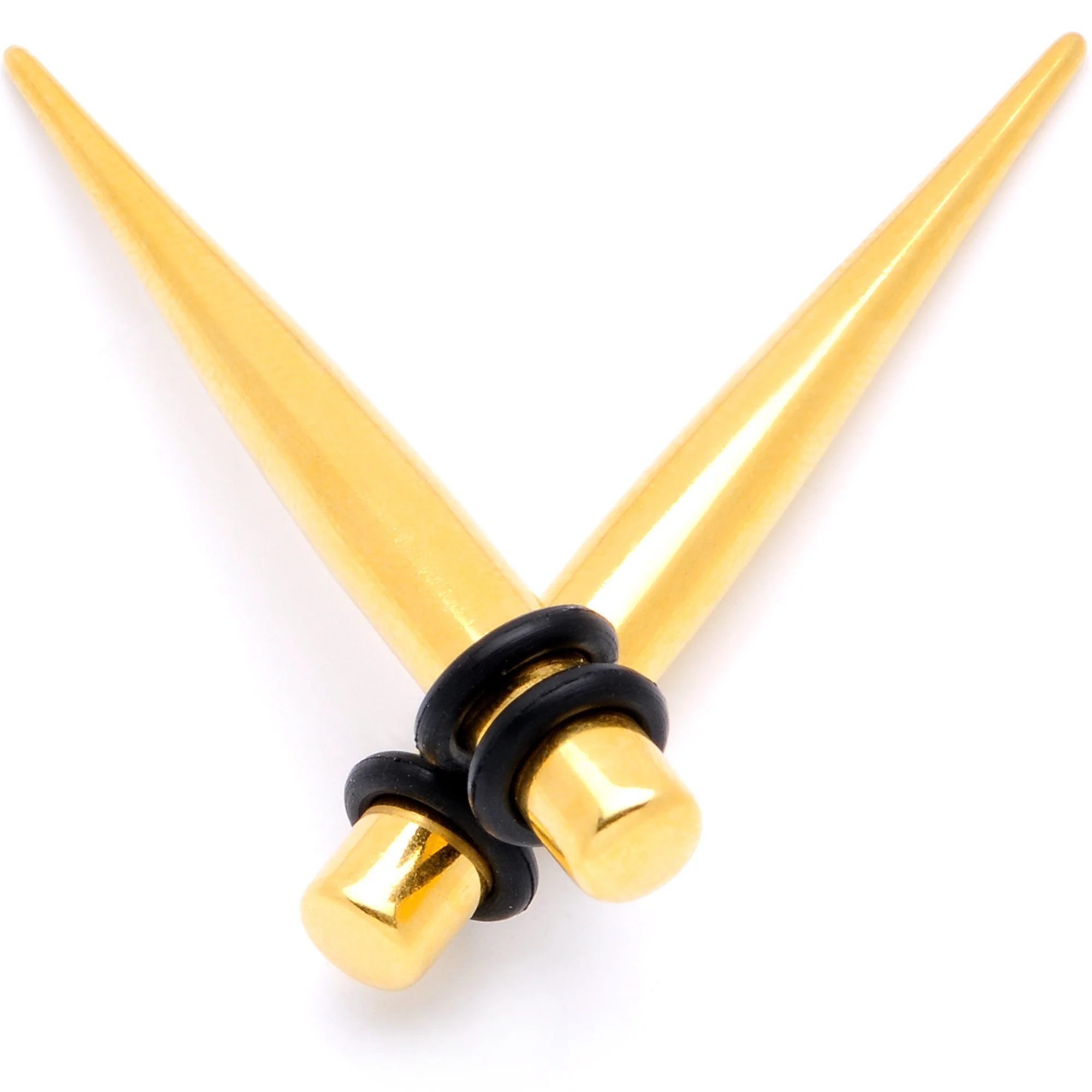 Gold Tone Anodized Straight Taper Set Available in Sizes  12G to 00G - Image 10