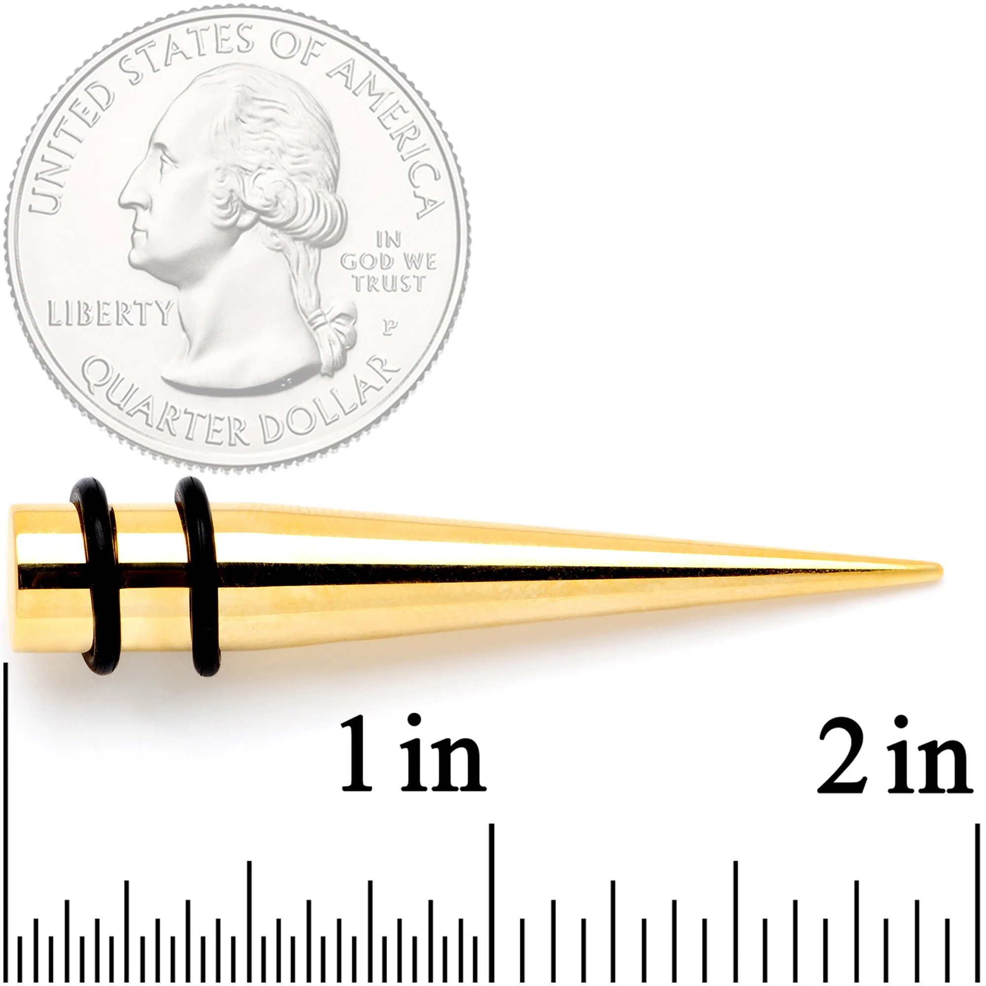 Gold Tone Anodized Straight Taper Set Available in Sizes  12G to 00G - Image 4
