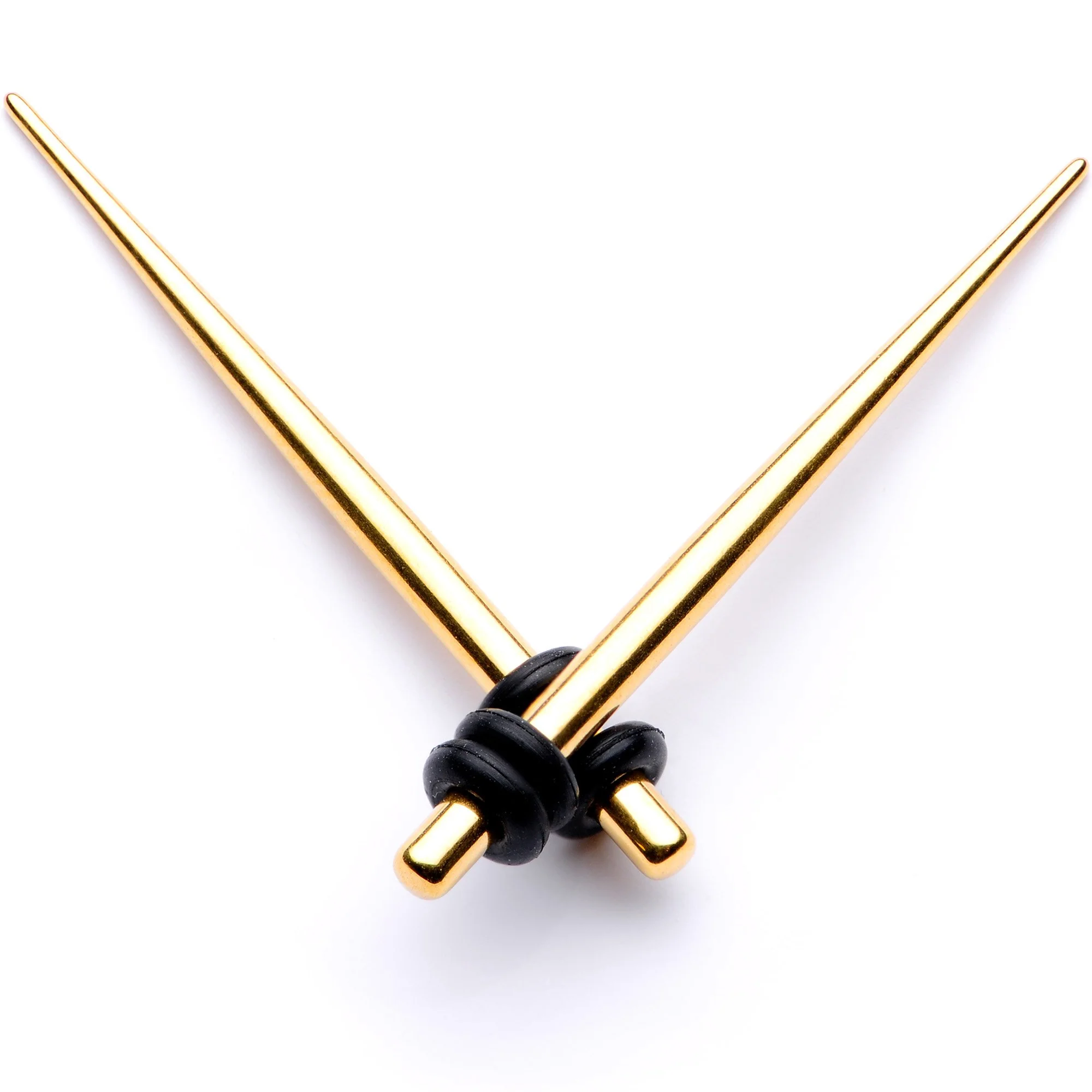 Gold Tone Anodized Straight Taper Set Available in Sizes  12G to 00G - Image 5