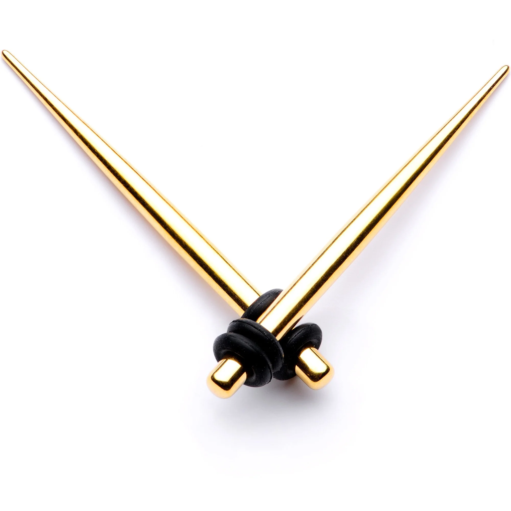 Gold Tone Anodized Straight Taper Set Available in Sizes  12G to 00G - Image 7