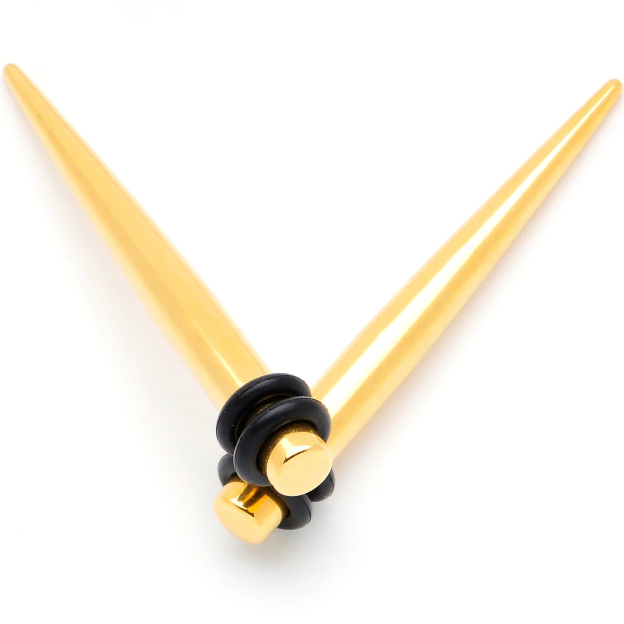 Gold Tone Anodized Straight Taper Set Available in Sizes  12G to 00G - Image 9