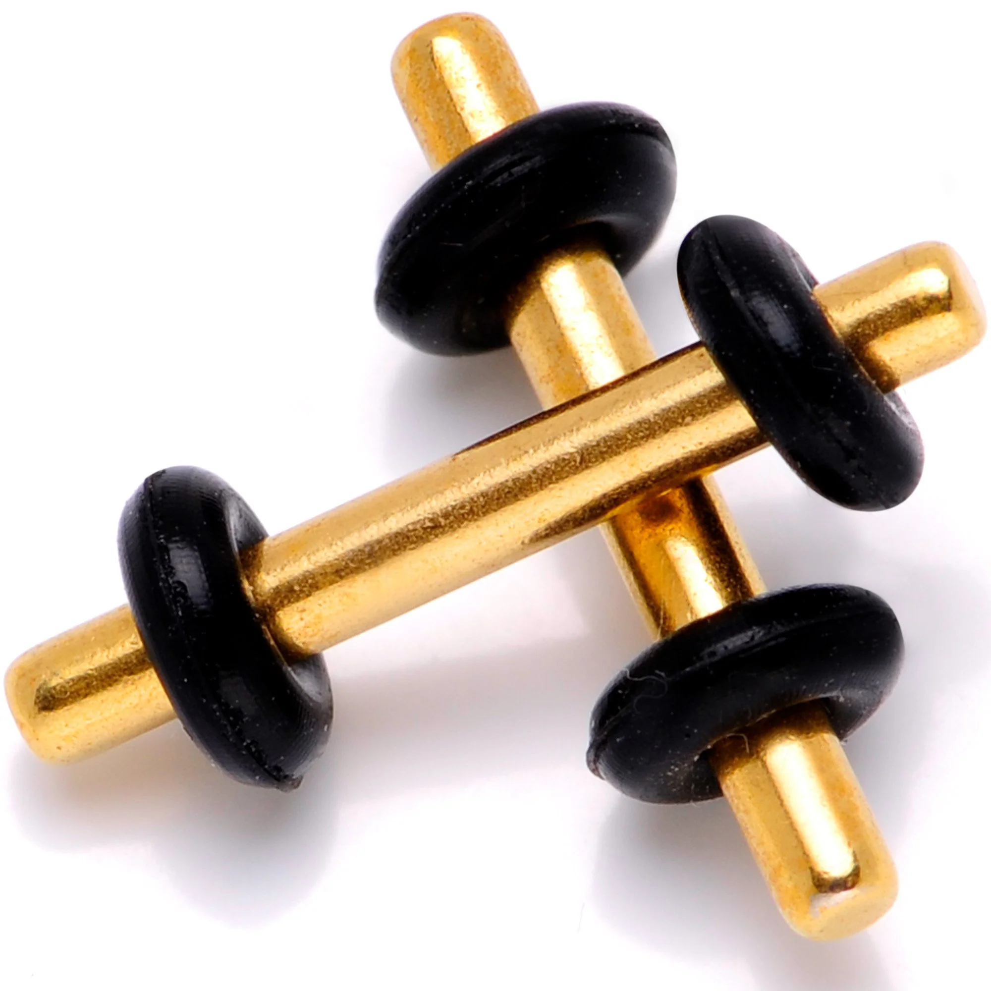 Gold Tone Anodized Titanium Micro Straight Plug Set 14G to 8G - Image 3