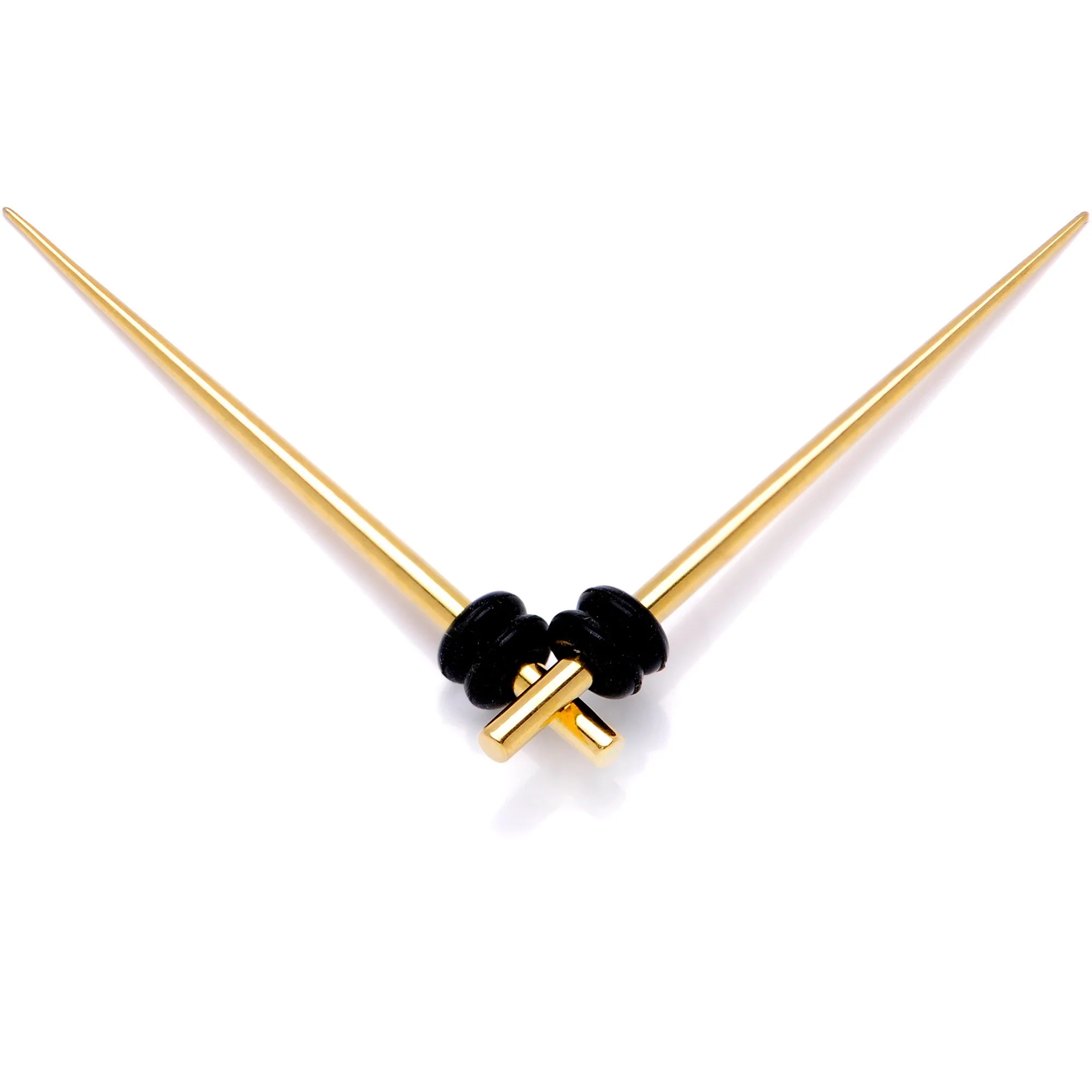 Gold Tone Anodized Titanium Micro Taper Straight Plug Set 14G to 8G - Image 2