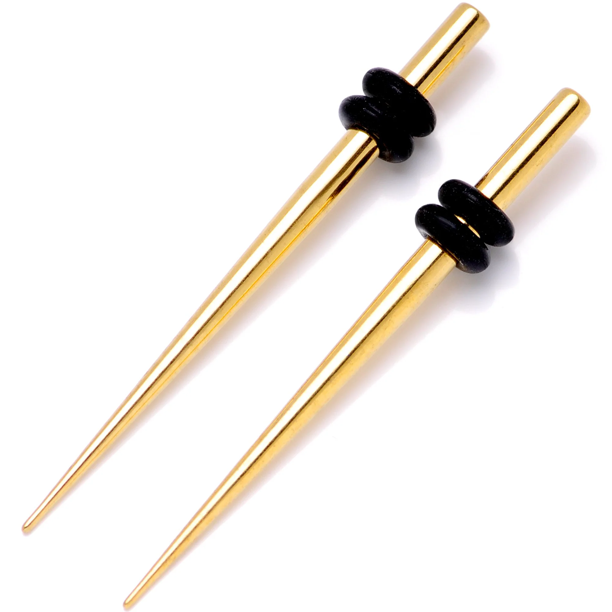Gold Tone Anodized Titanium Micro Taper Straight Plug Set 14G to 8G - Image 3