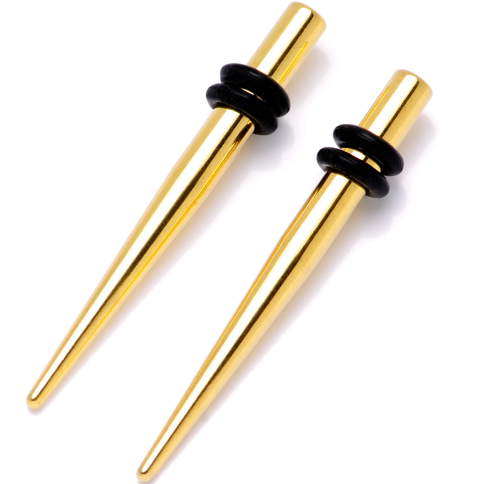 Gold Tone Anodized Titanium Micro Taper Straight Plug Set 14G to 8G - Image 4