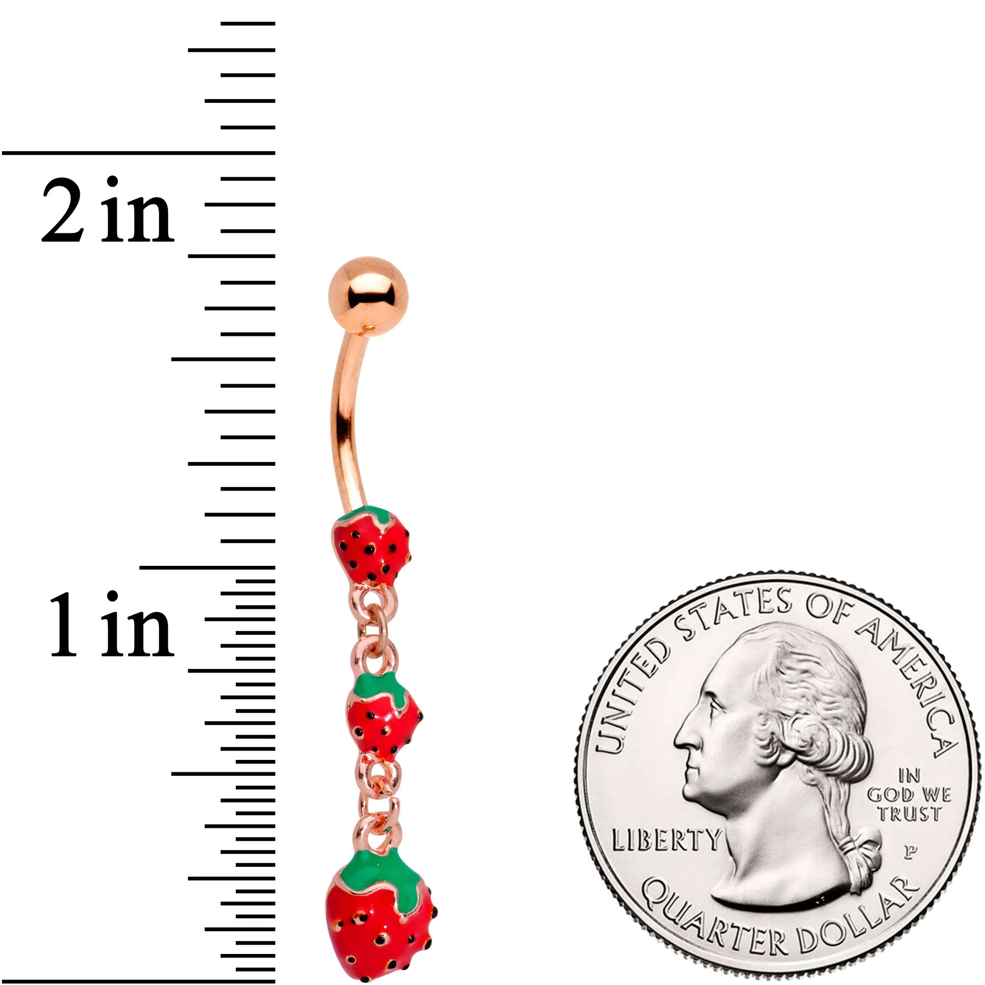 Gold Tone Beautiful Berry Bounty Dangle Belly Ring - Image 2
