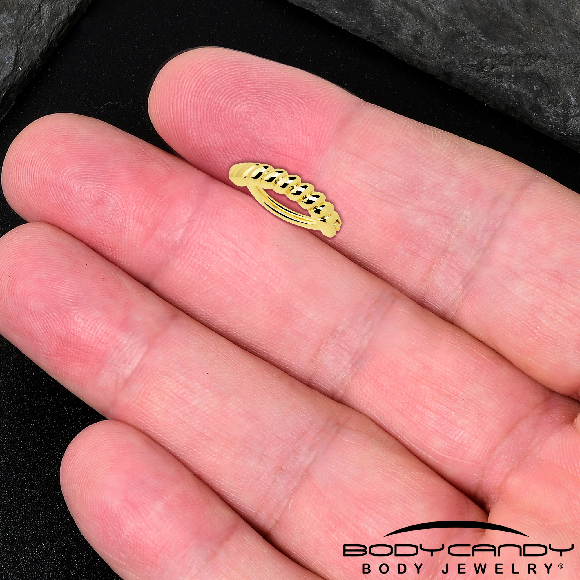Gold Tone Classic Rope Style Hinged Hoop Belly Ring - Image 3