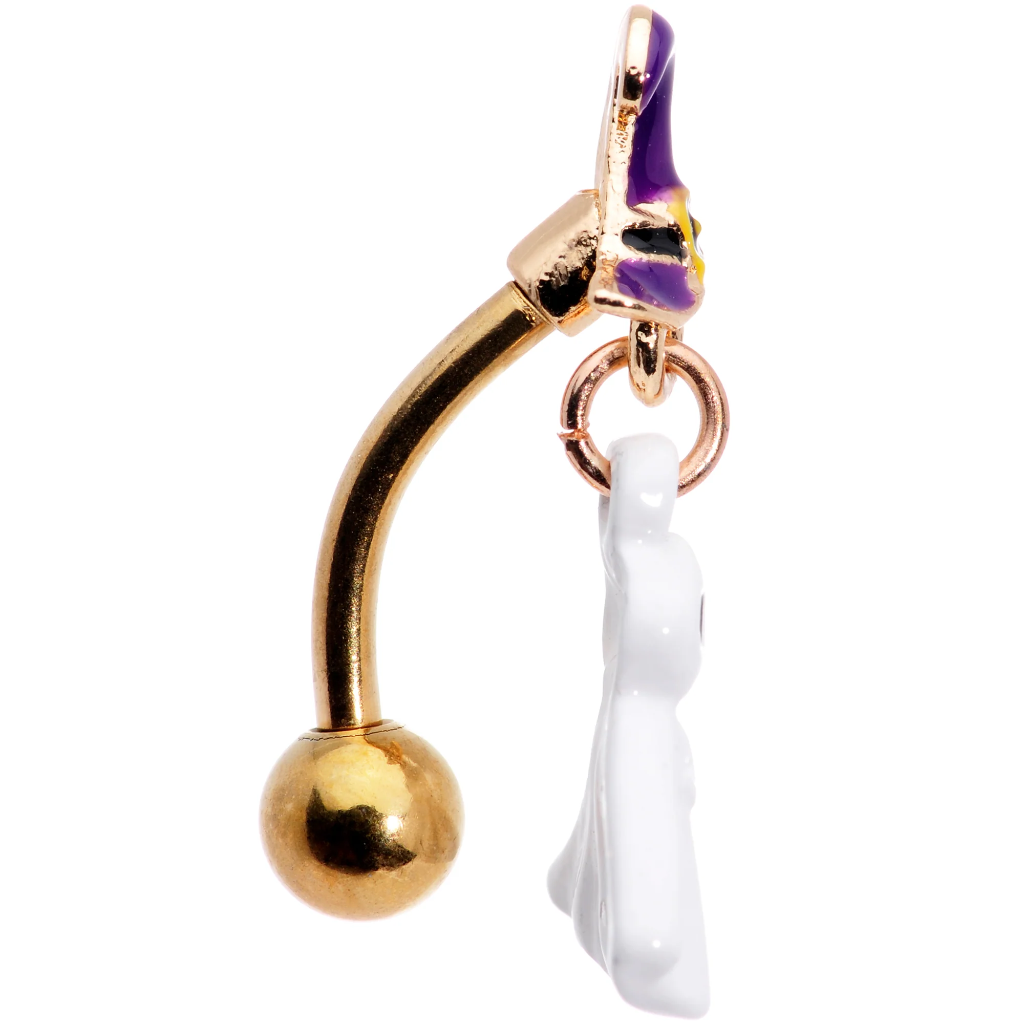 Gold Tone Ghost Witch Halloween Top Mount Dangle Belly Ring - Image 2