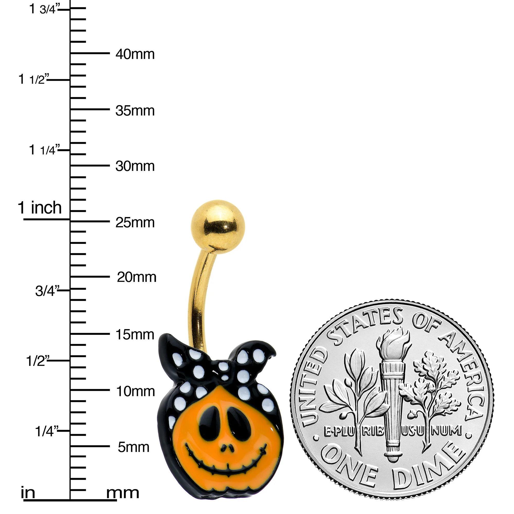 Gold Tone Halloween Country Pumpkin Glow in Dark Belly Ring Set of 3 - Image 5