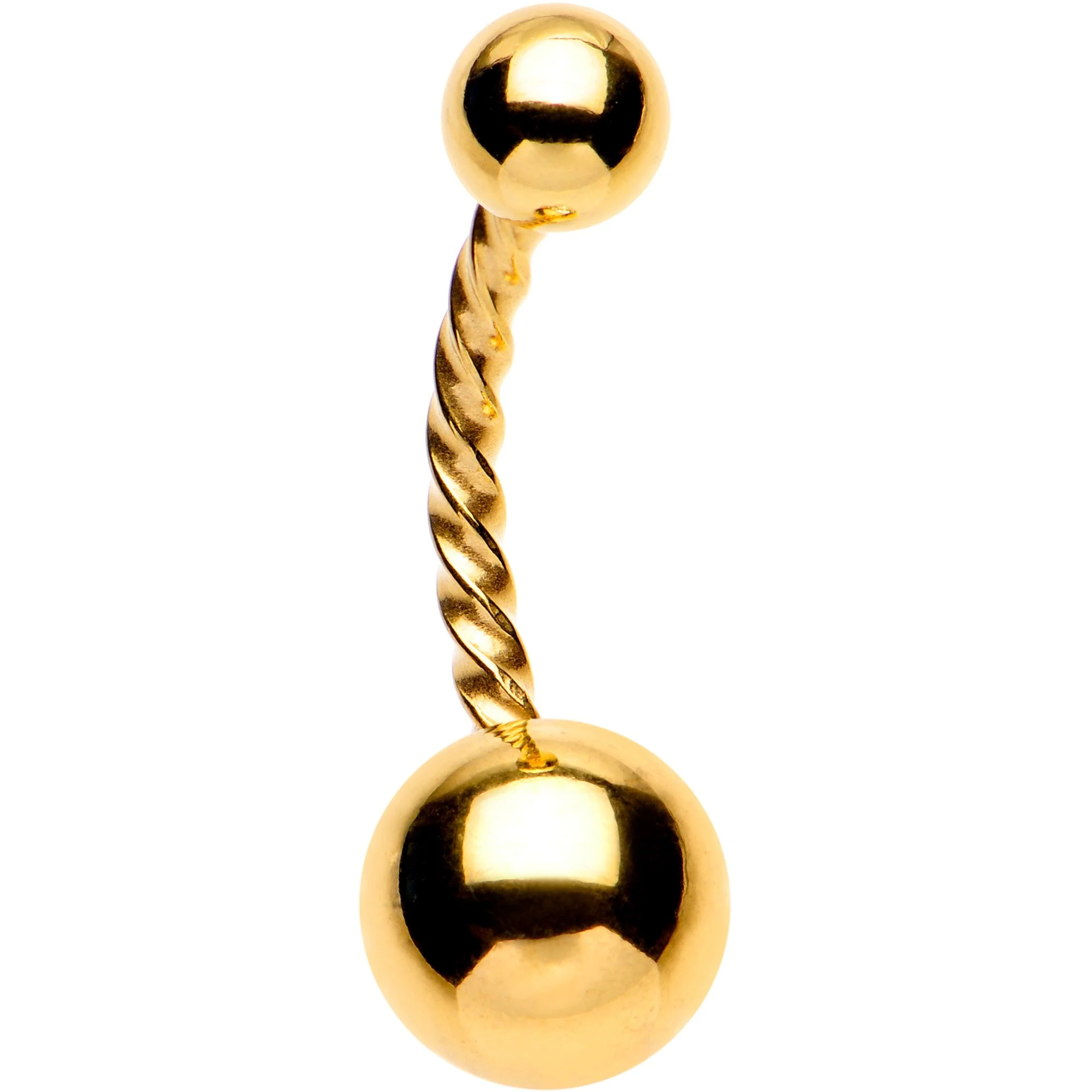 Gold Tone IP Seriously Twisted Belly Ring - Image 2
