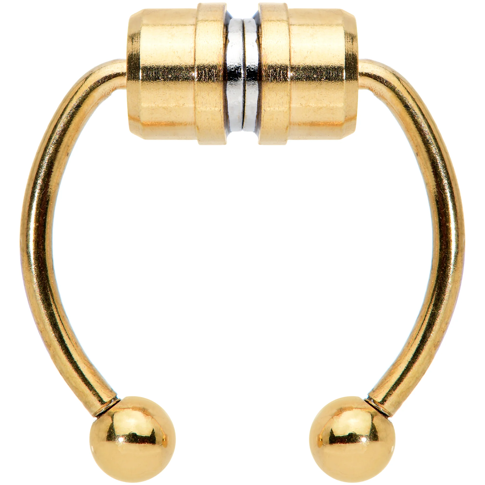 Gold Tone Magnetic Septum Ring Horseshoe Non-Pierced Fake Nose Ring - Image 2