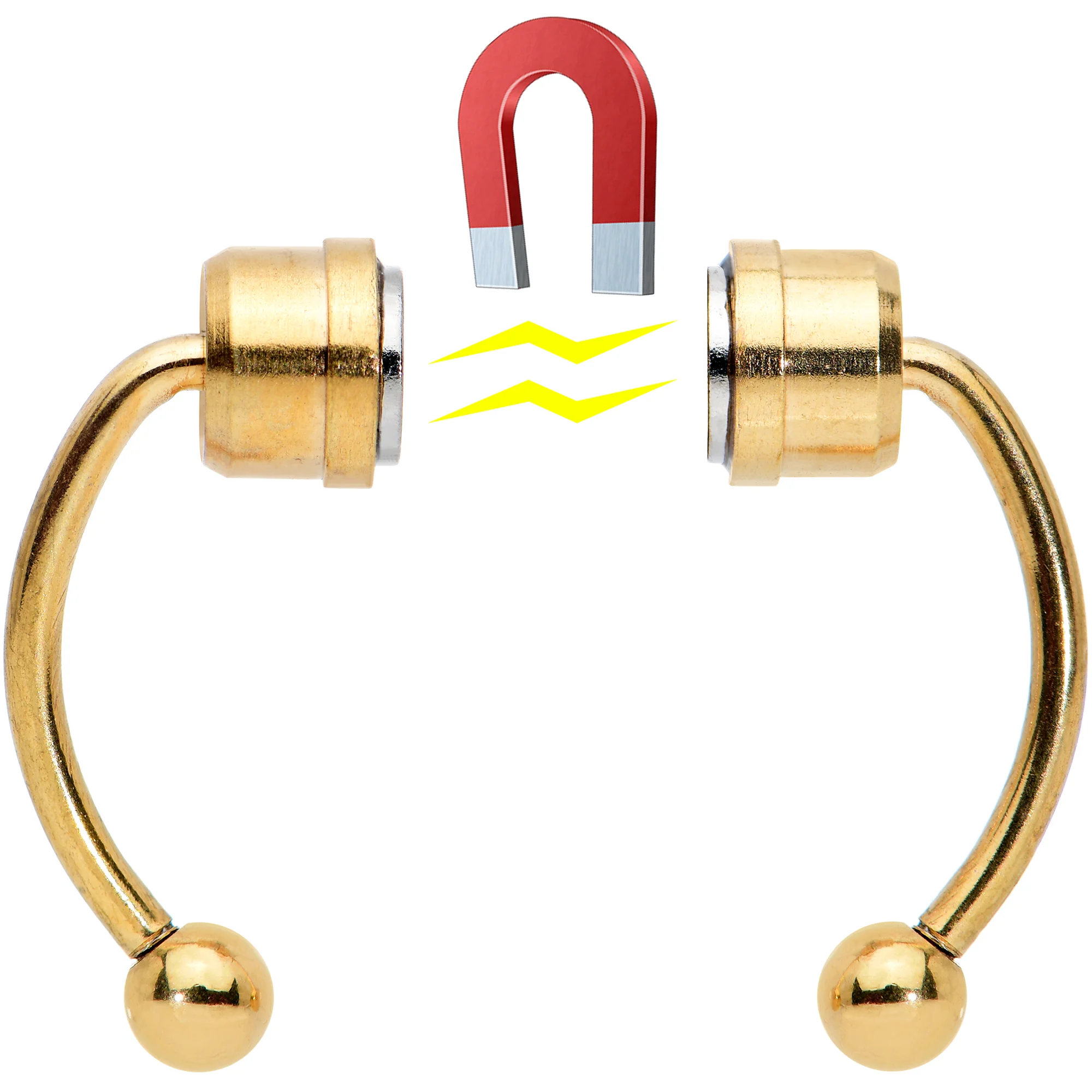 Gold Tone Magnetic Septum Ring Horseshoe Non-Pierced Fake Nose Ring - Image 3