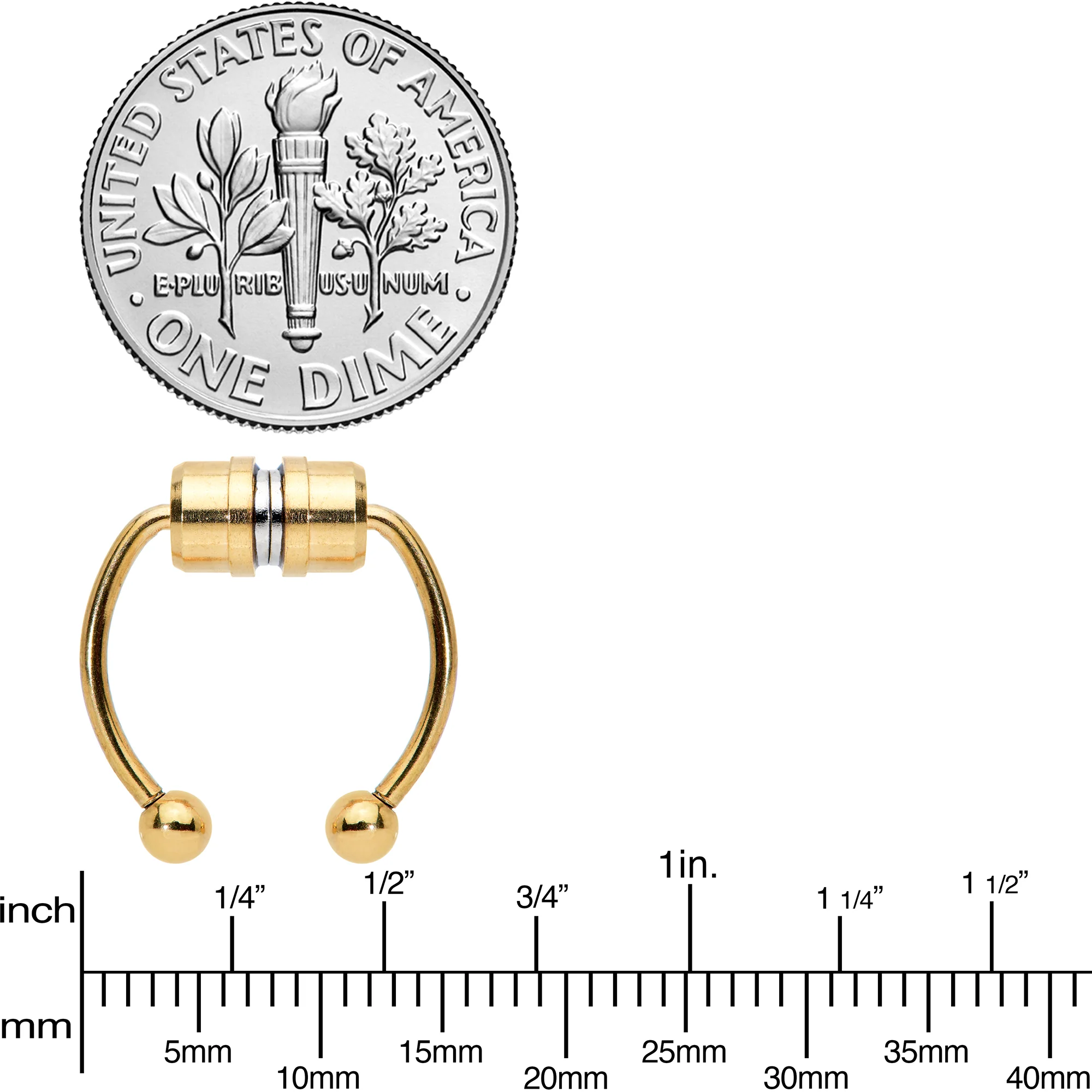 Gold Tone Magnetic Septum Ring Horseshoe Non-Pierced Fake Nose Ring - Image 4