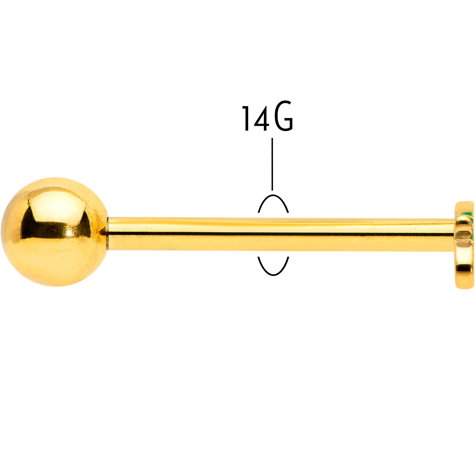 Gold Tone Merry Christmas Inlaid Red Green Barbell Tongue Ring - Image 5