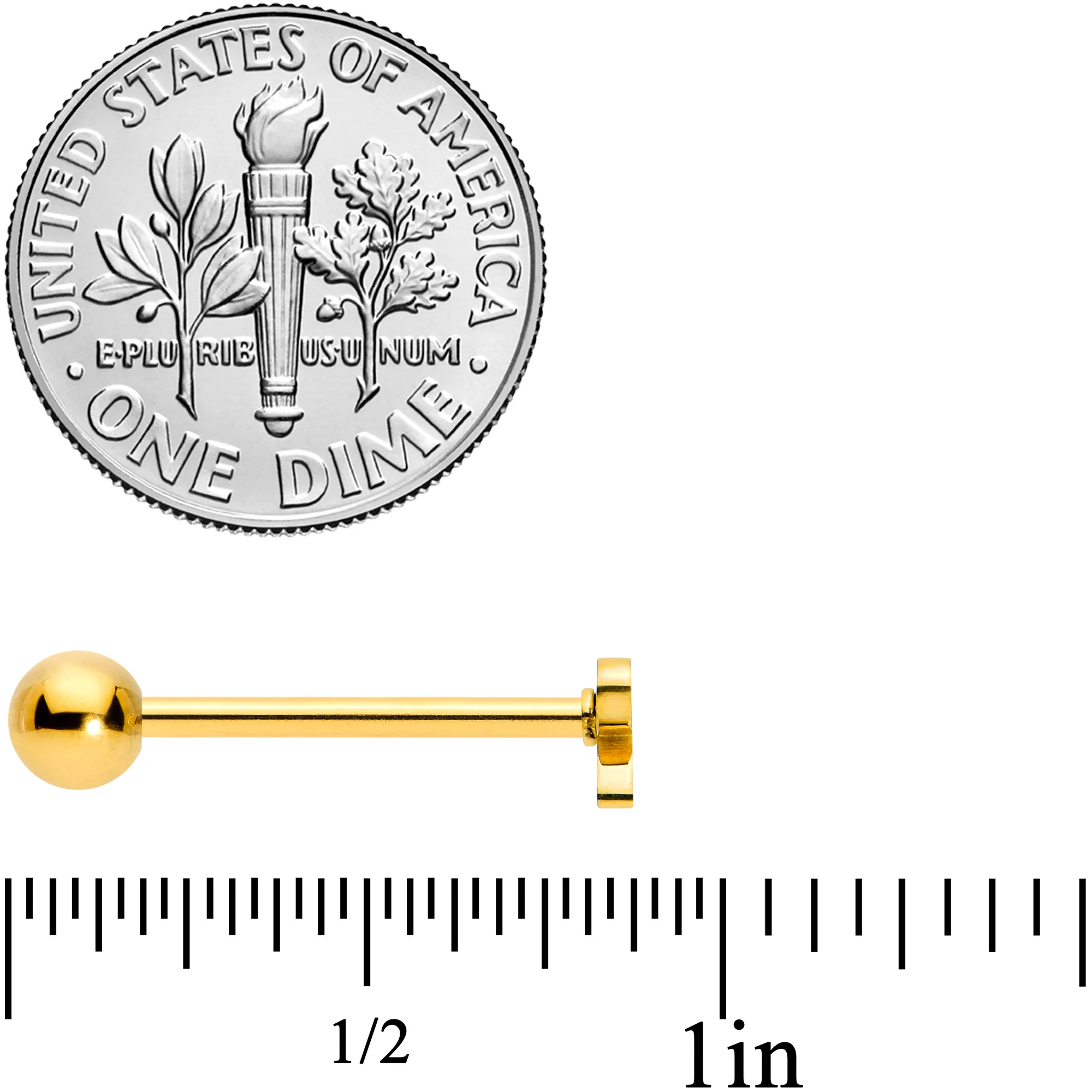 Gold Tone Simple Pretty Bow Barbell Tongue Ring - Image 4