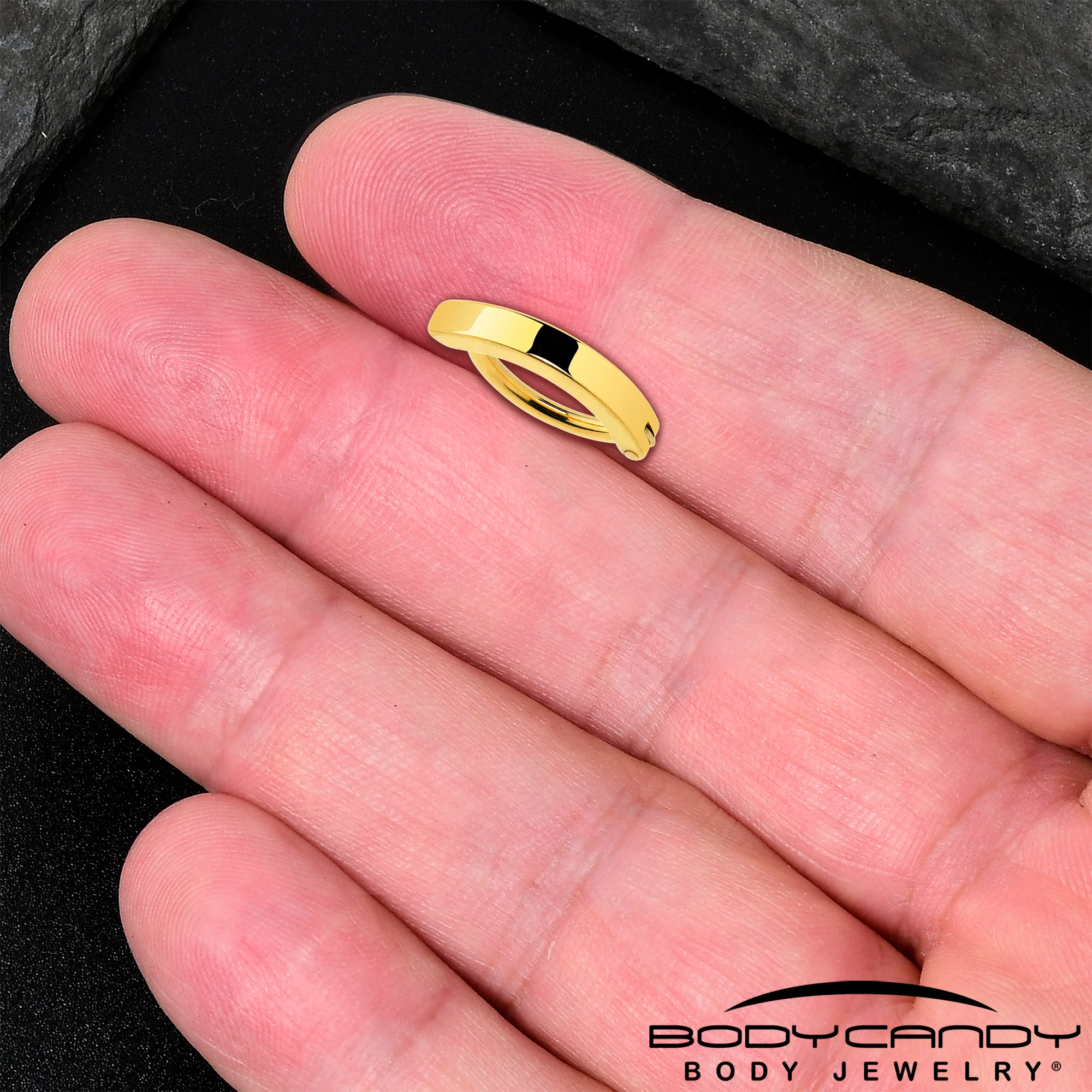 Gold Tone Smooth Simple Style Hinged Hoop Belly - Image 3
