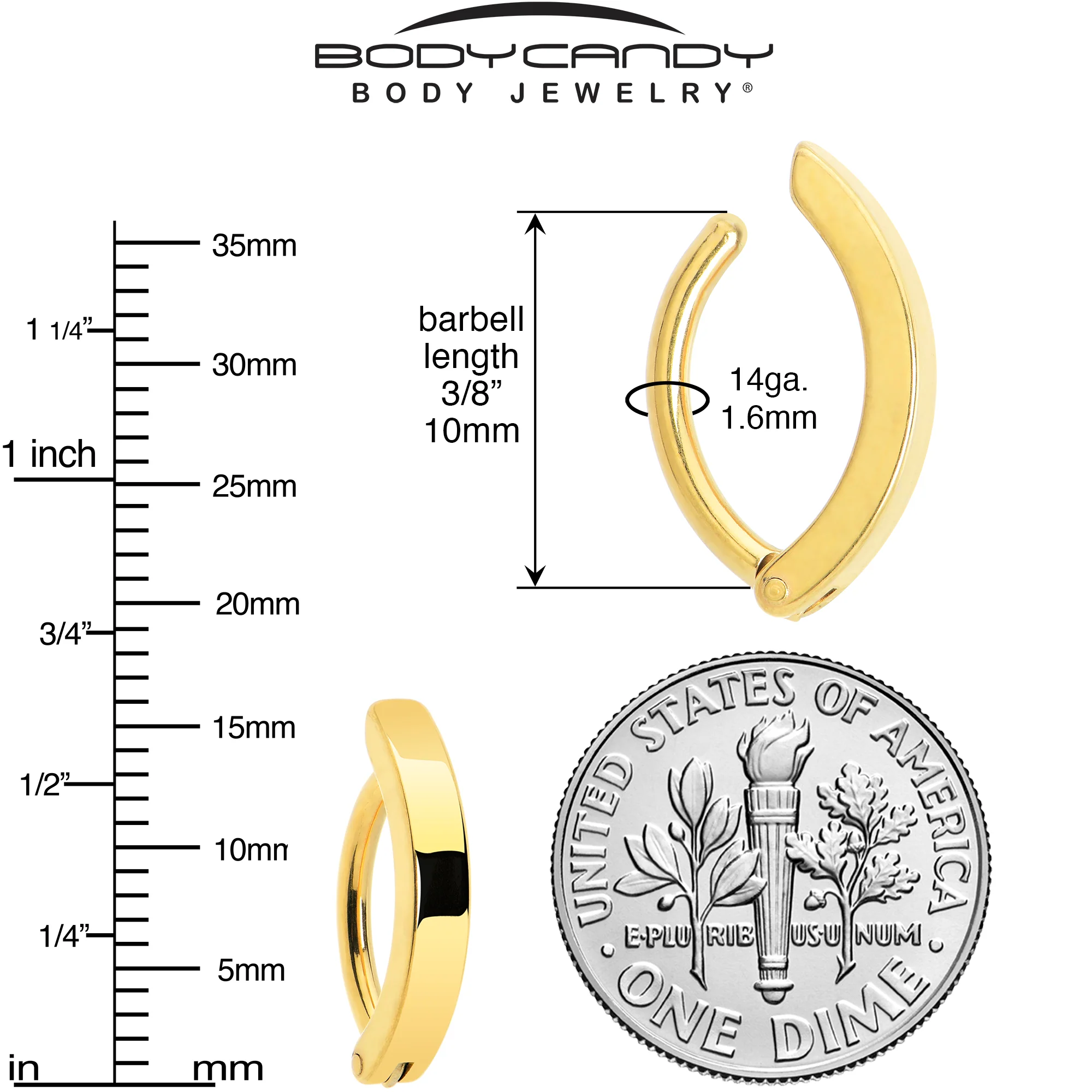 Gold Tone Smooth Simple Style Hinged Hoop Belly - Image 4