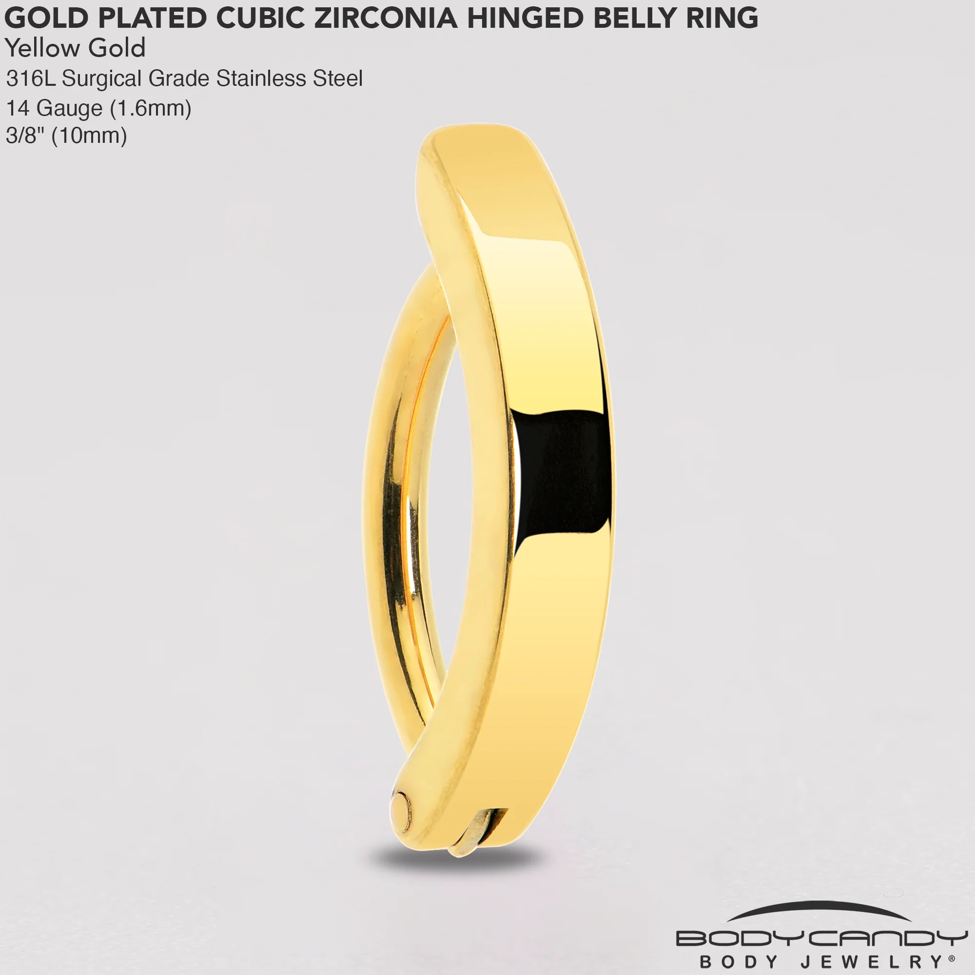 Gold Tone Smooth Simple Style Hinged Hoop Belly - Image 6