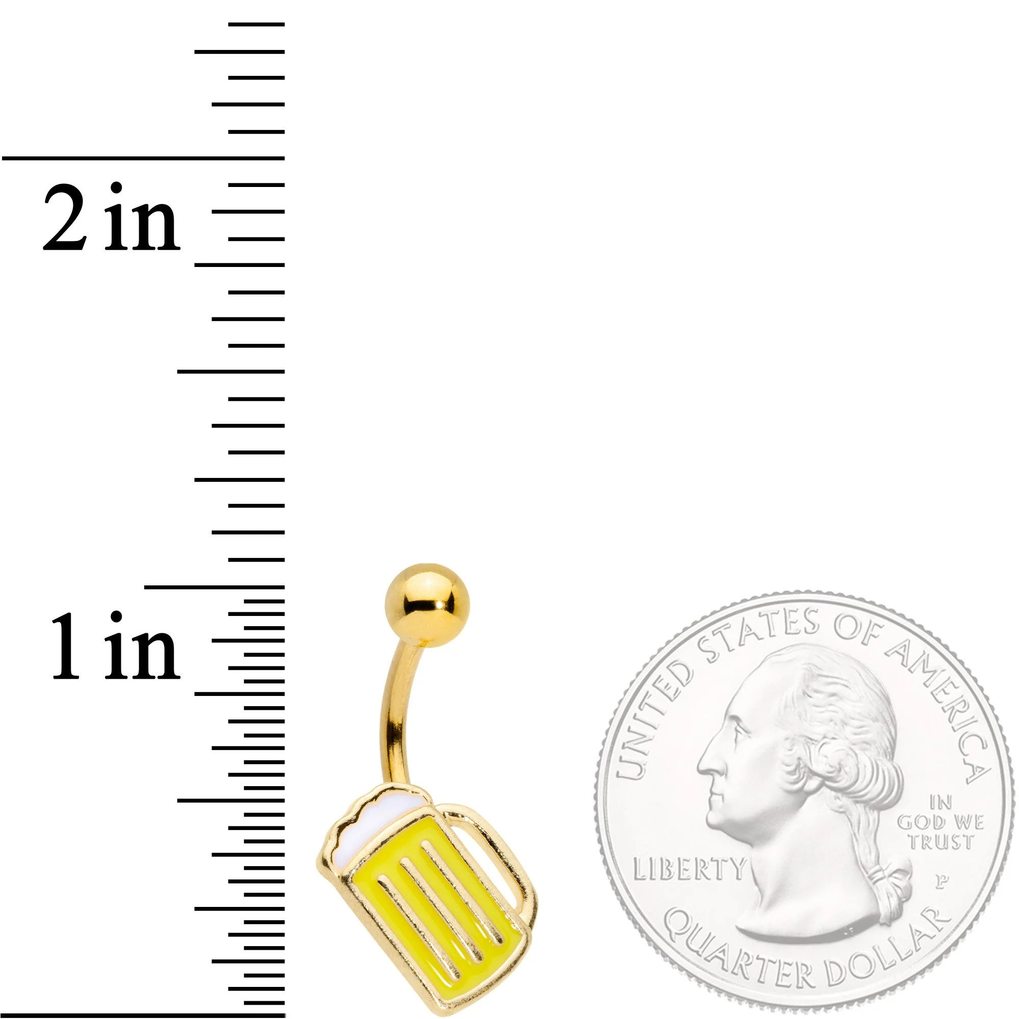 Gold Tone St Patricks Day Frosty Mug of Beer Belly Ring - Image 2