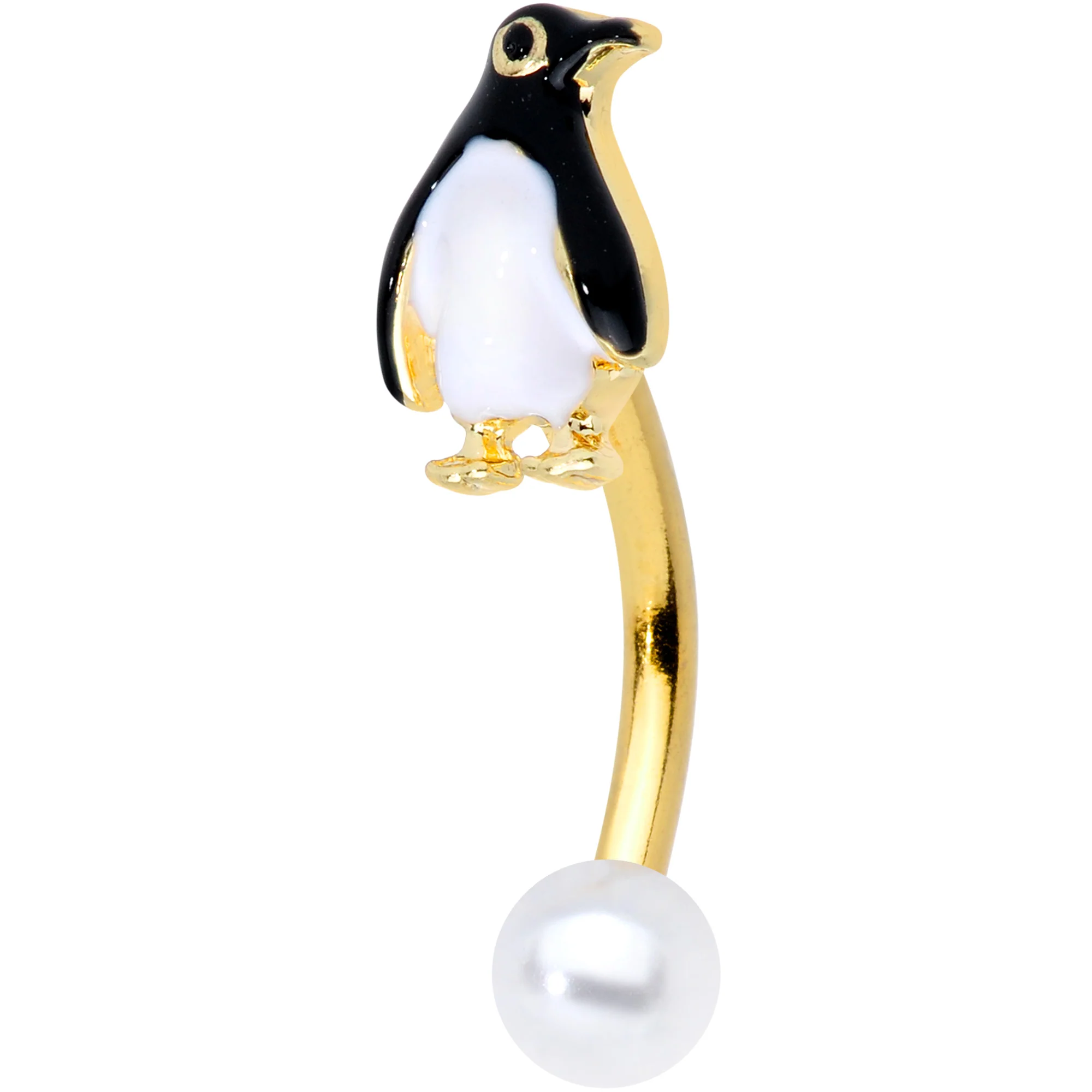 Gold Tone Winter Penguin Christmas Belly Ring Set of 3 - Image 3