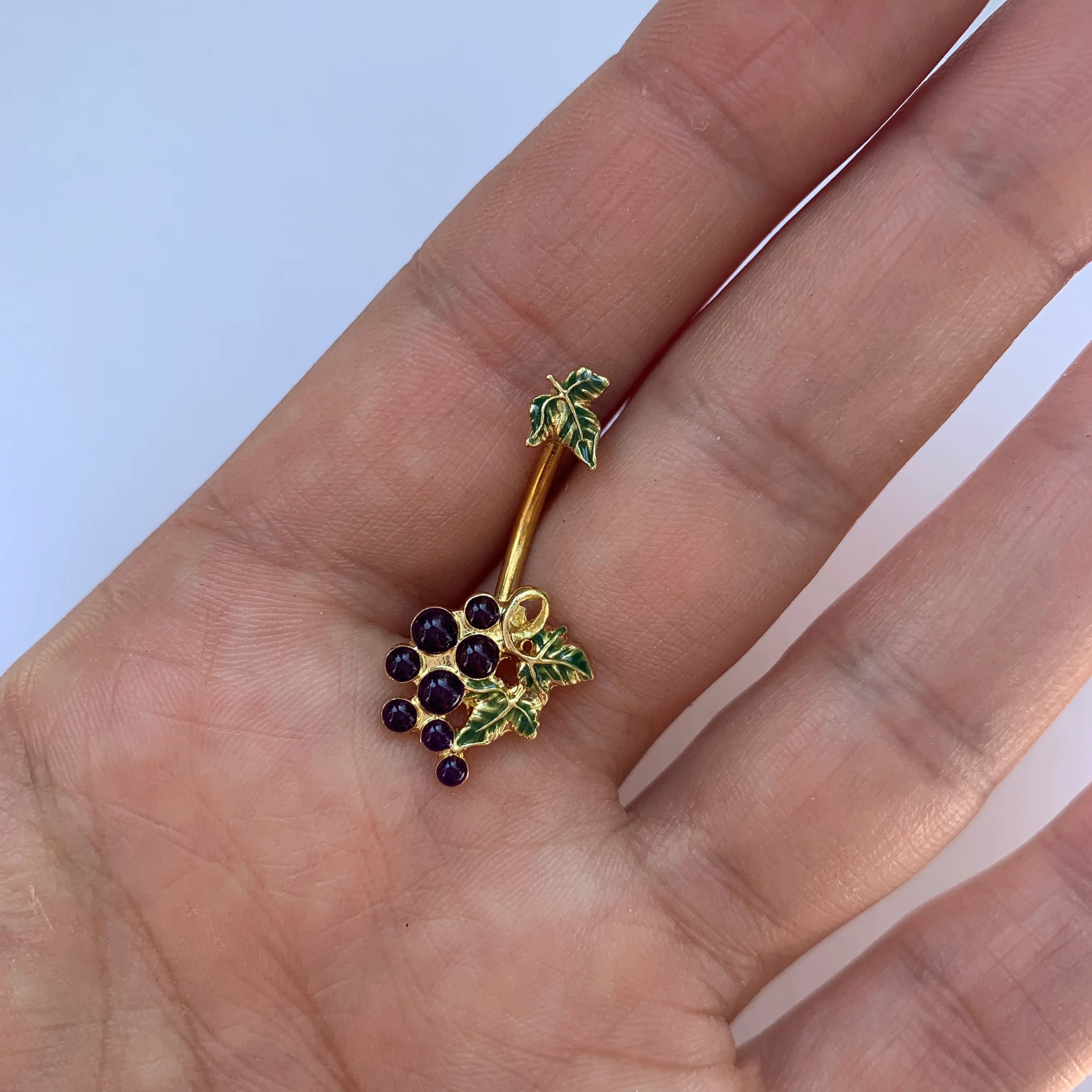 Gold Tone Yummy Grapes Belly Ring - Image 2