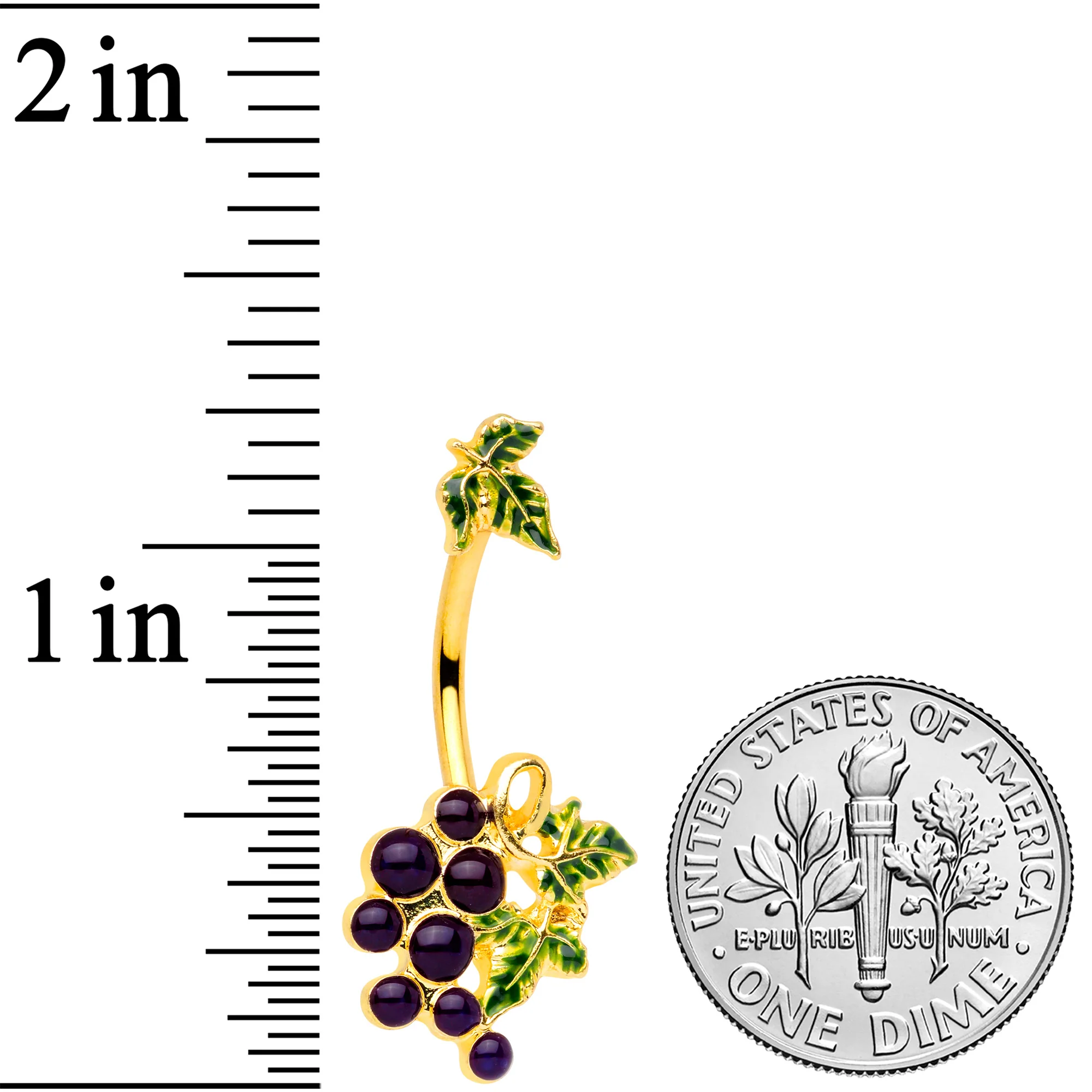 Gold Tone Yummy Grapes Belly Ring - Image 3