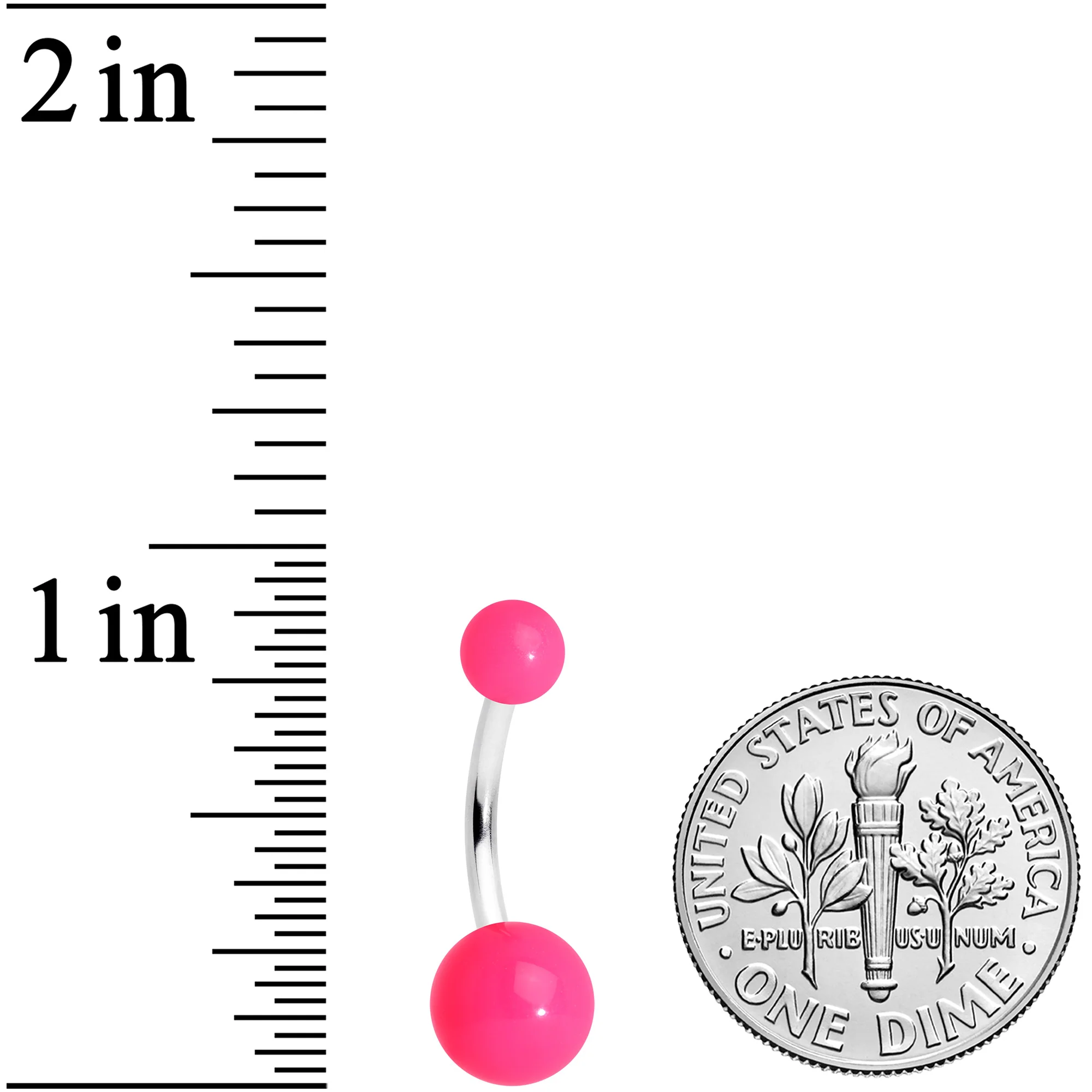 Grade 23 Titanium Hot Pink Ball End Belly Ring - Image 2