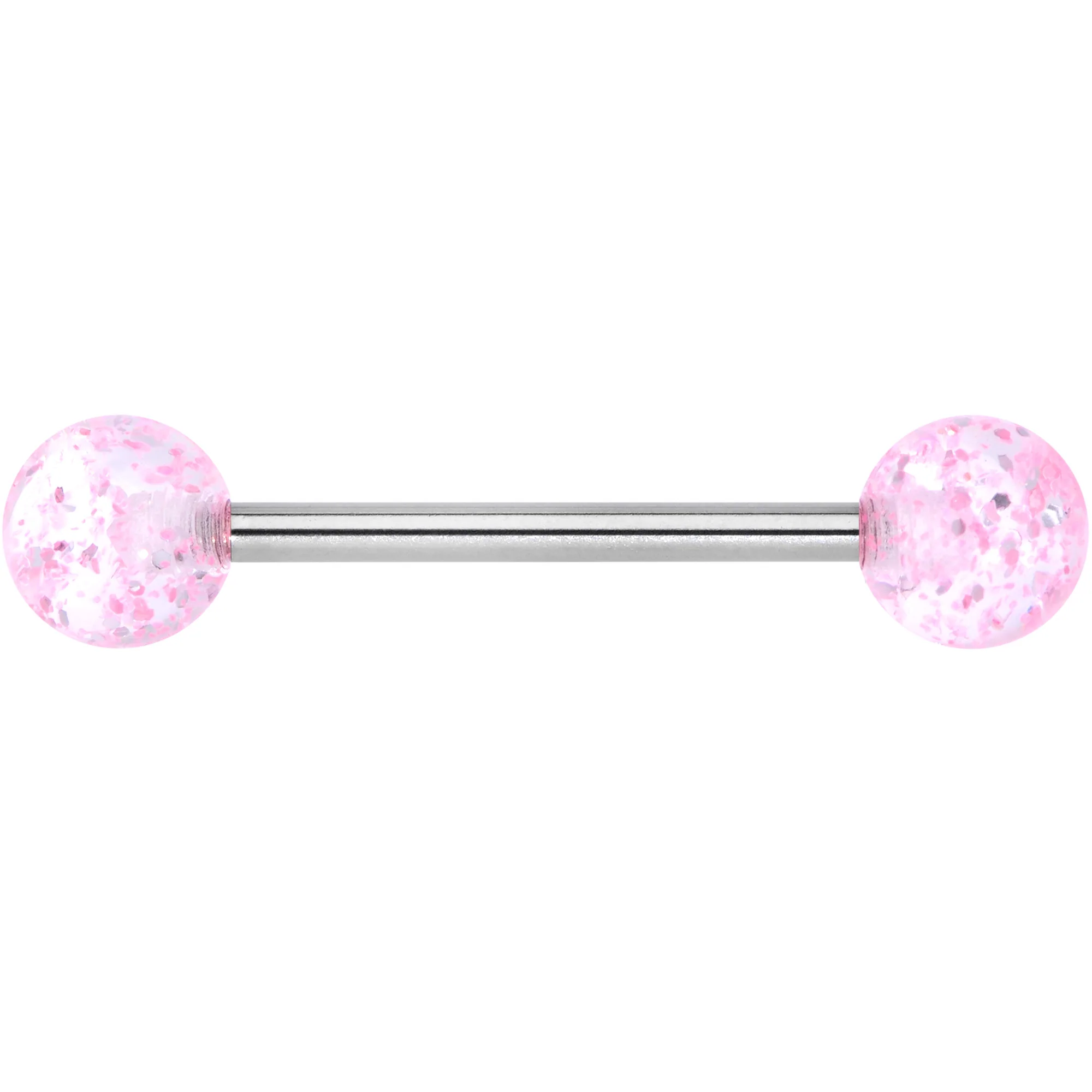 Grade 23 Titanium Pink Glitter Ball Barbell Tongue Ring - Image 3