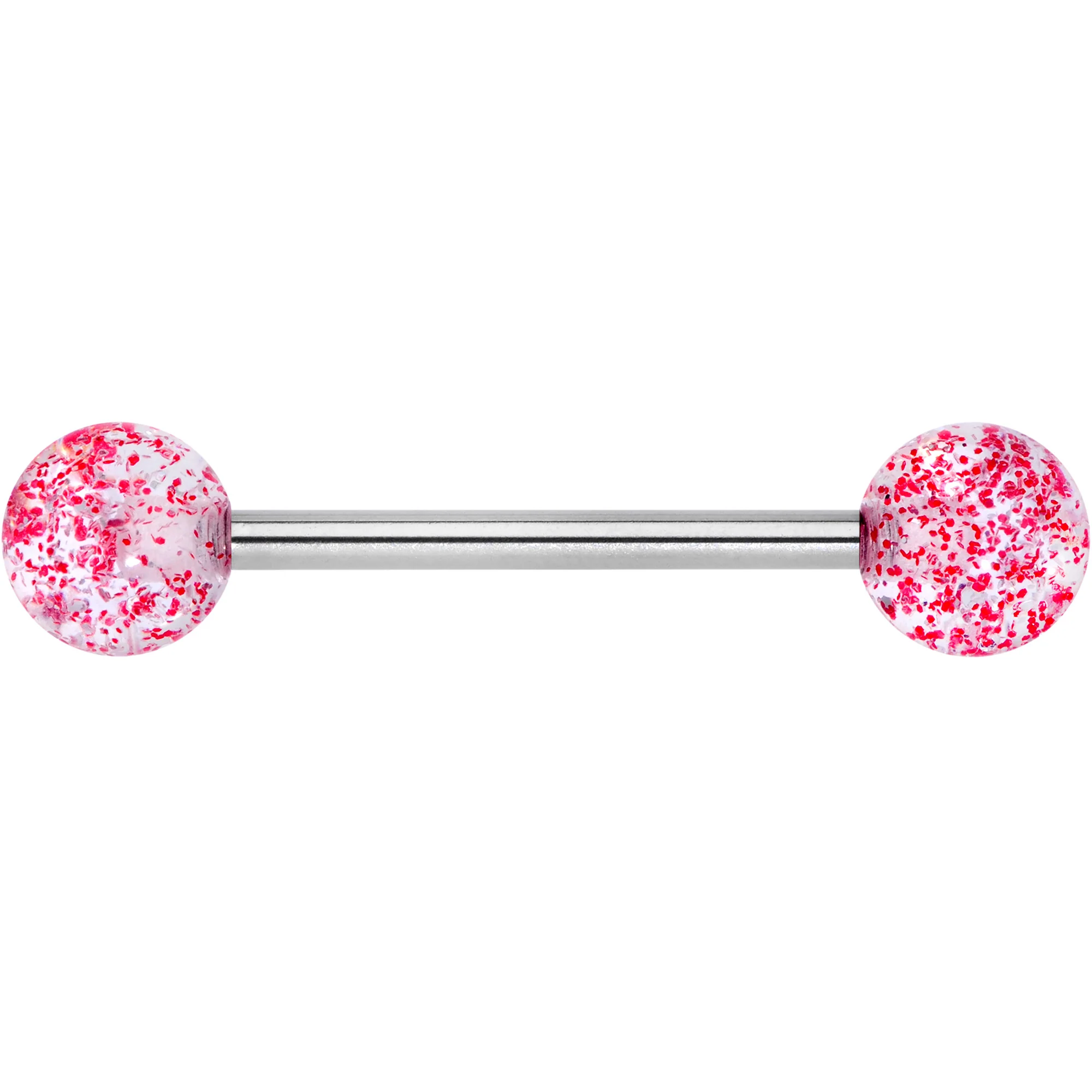 Grade 23 Titanium Red Glitter Ball Barbell Tongue Ring - Image 2