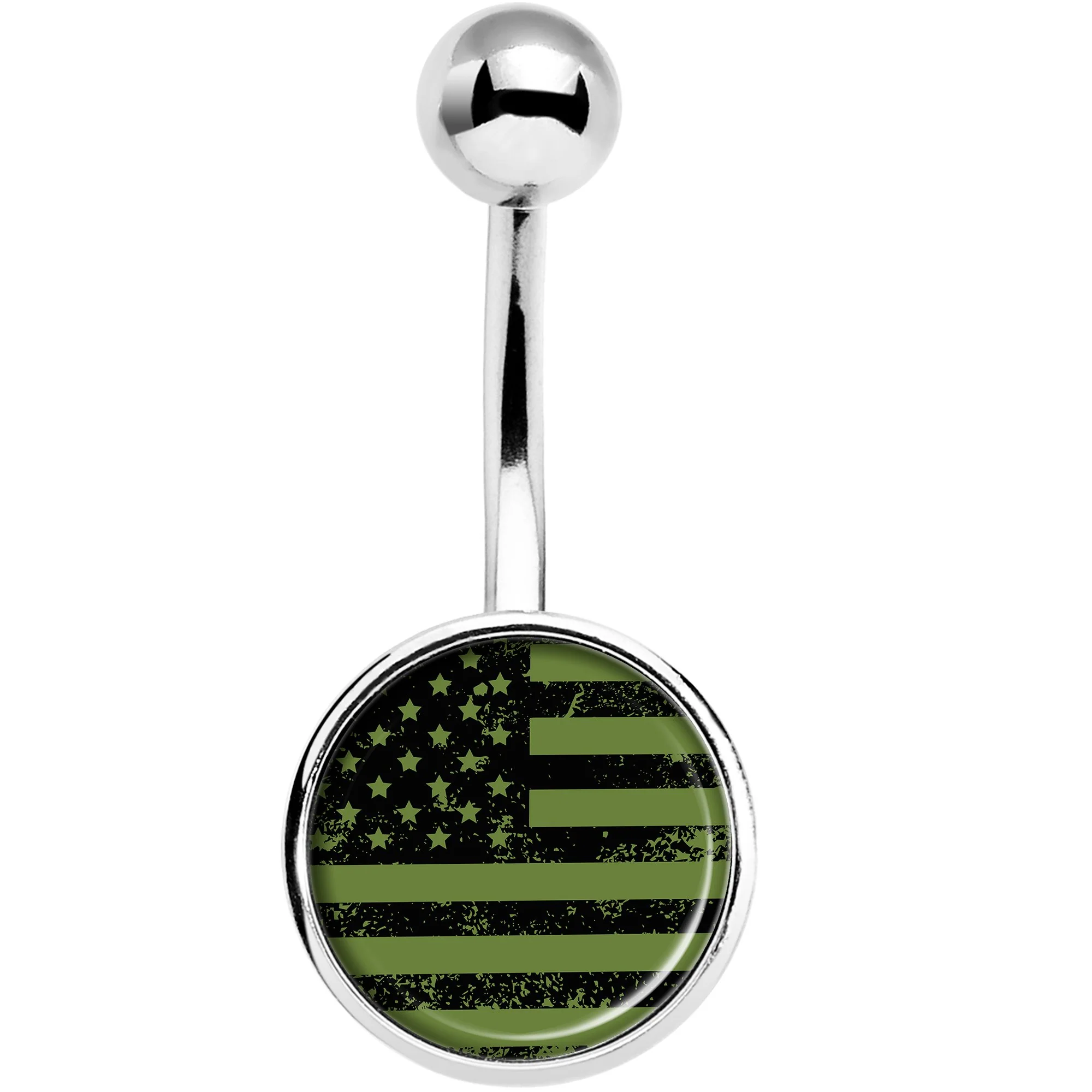 Green American Flag Belly Ring - Image 2