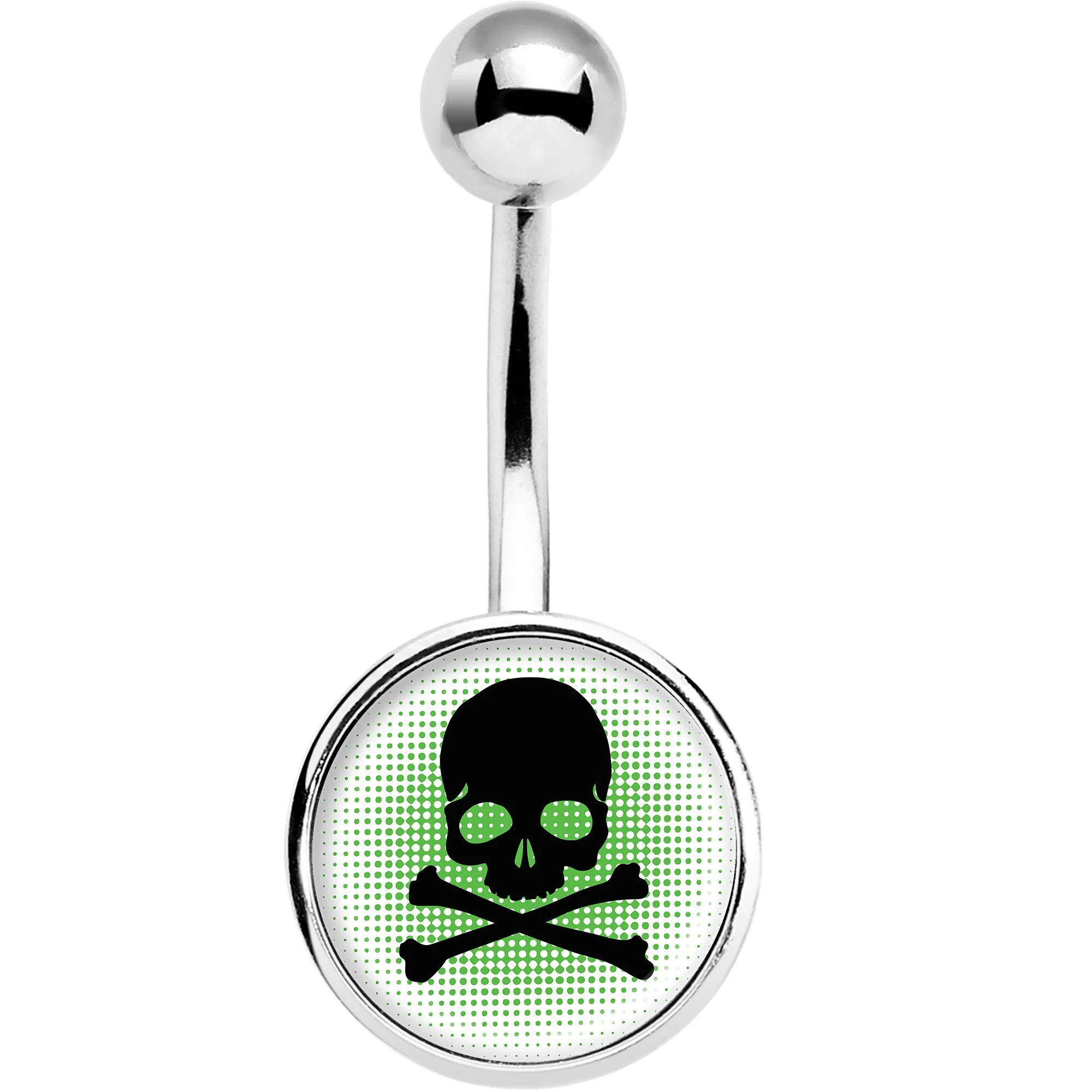 Green Black Skull Belly Ring - Image 2