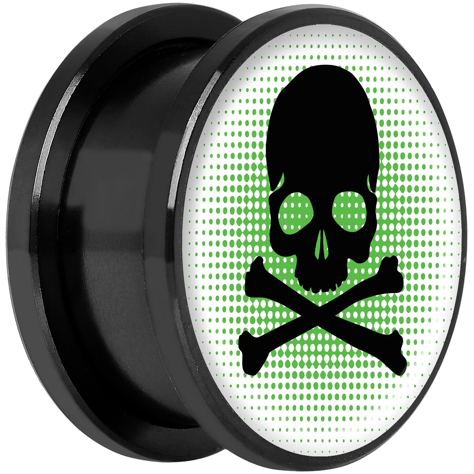 Green Black Skull Black Anodized Screw Fit Plug Set 18mm - Image 2
