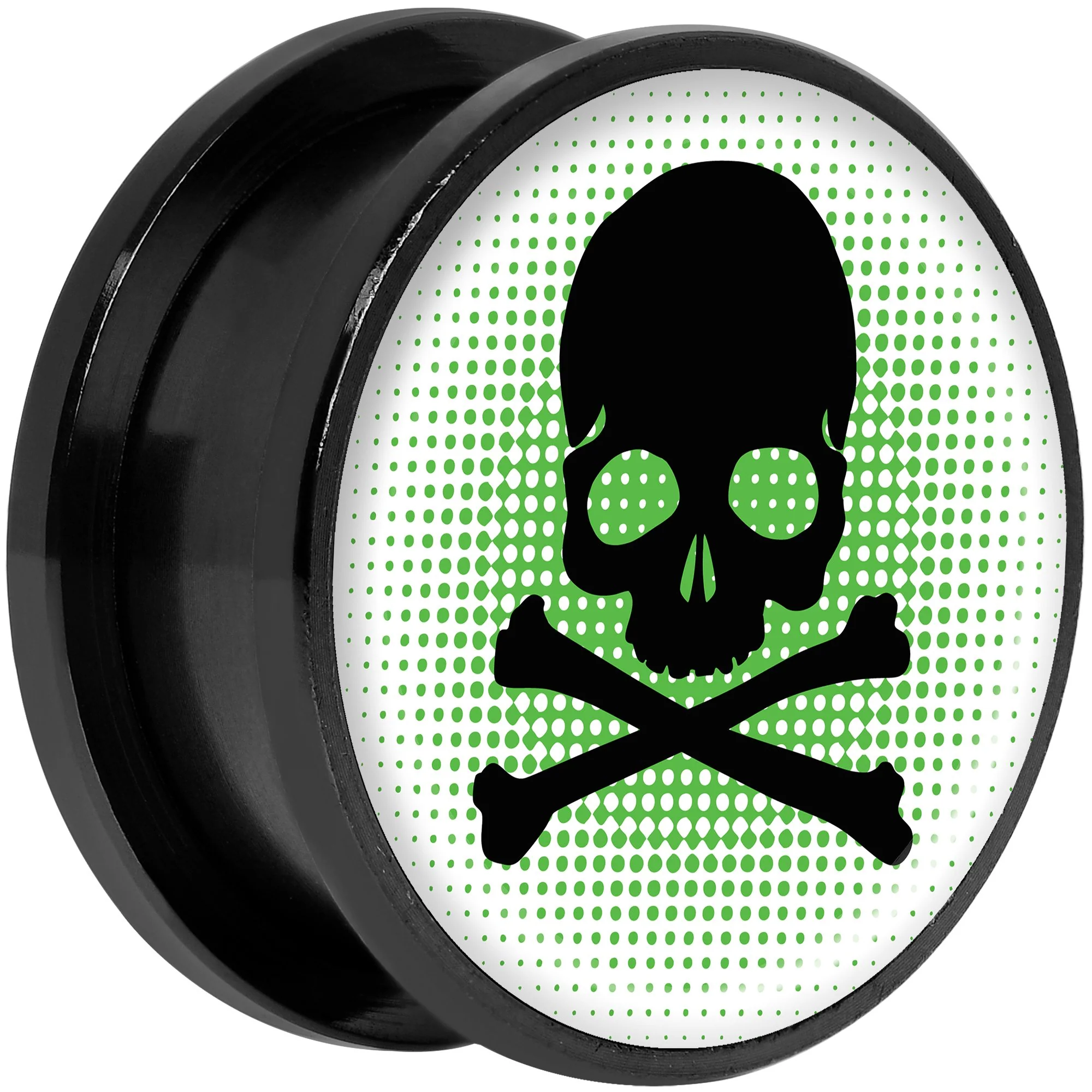 Green Black Skull Black Anodized Screw Fit Plug Set 20mm - Image 2