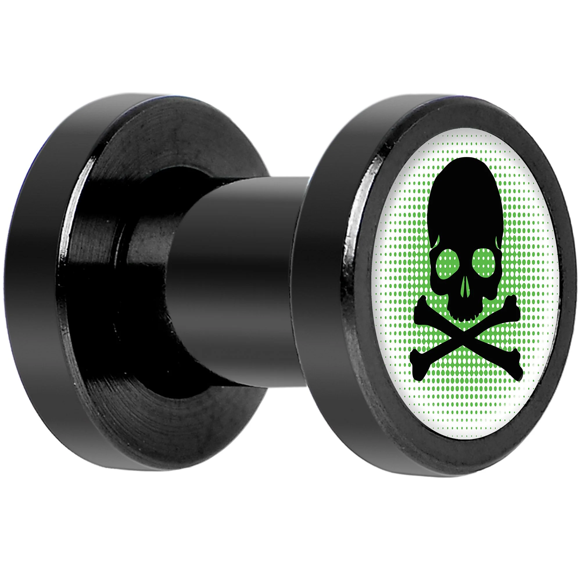 Green Black Skull Black Anodized Screw Fit Plug Set 4G - Image 2
