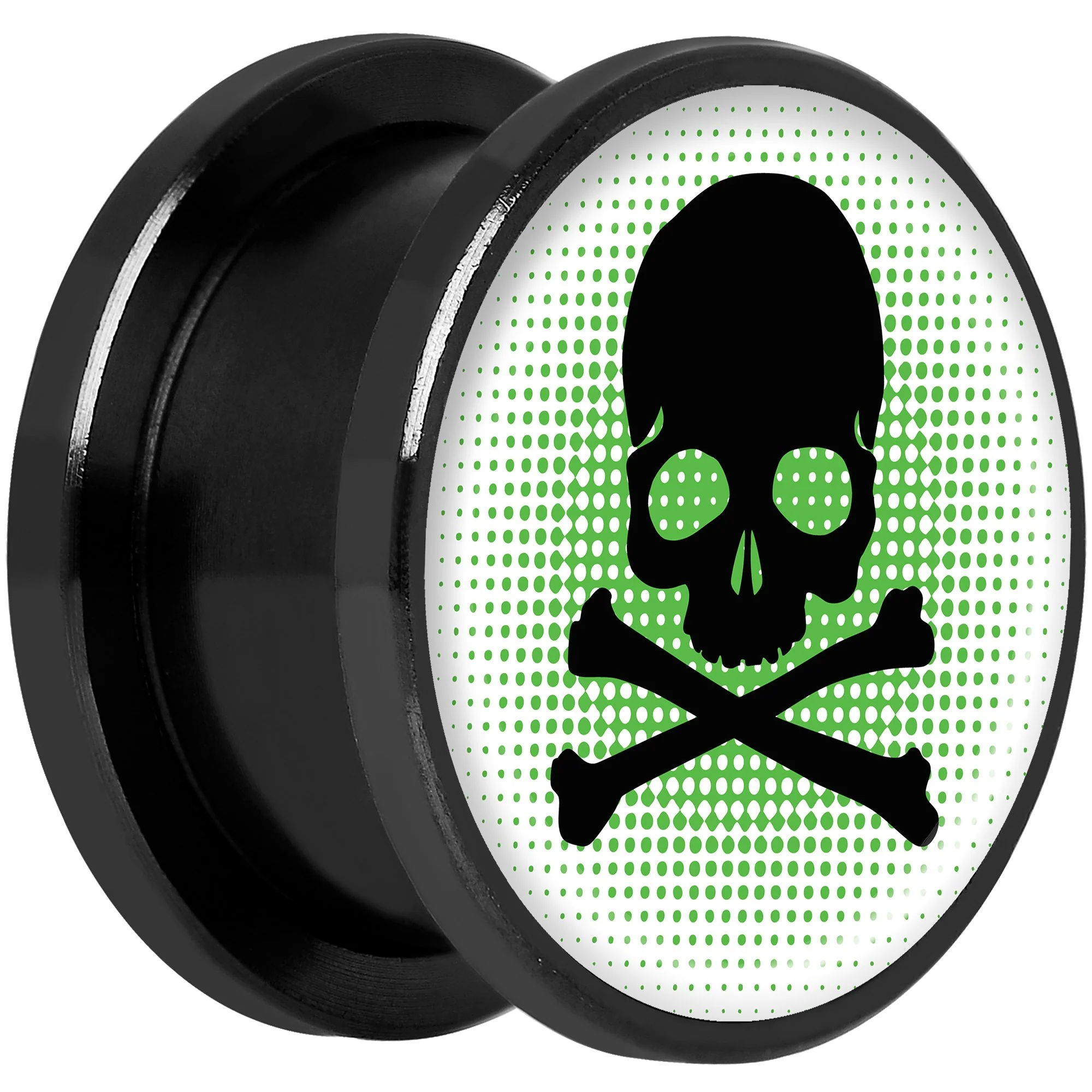Green Black Skull Black Anodized Screw Fit Plug Set 5/8 - Image 2